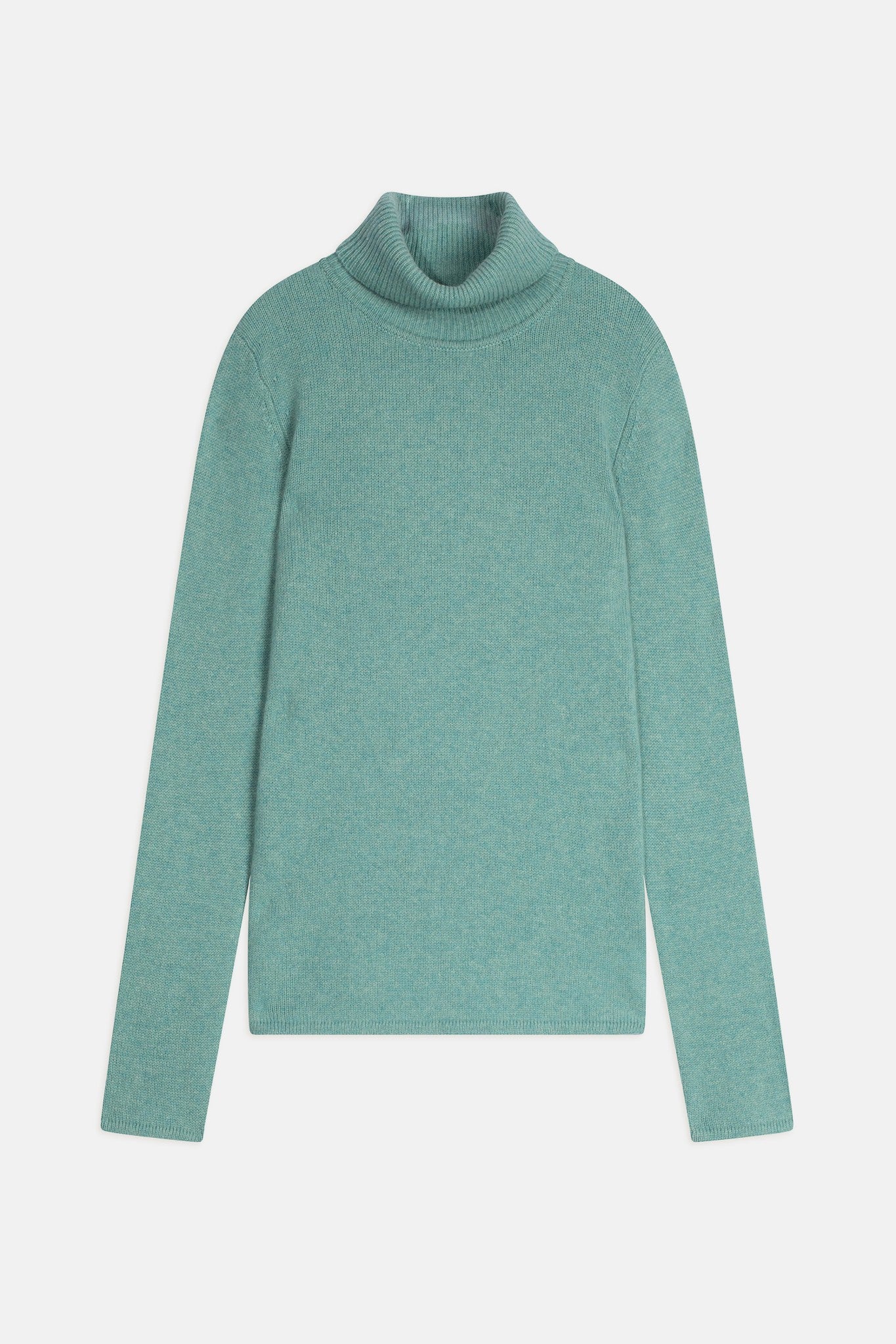 june pull col roulé vert chiné