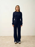 CLARISSA Pantalon Évasé Bleu Marine