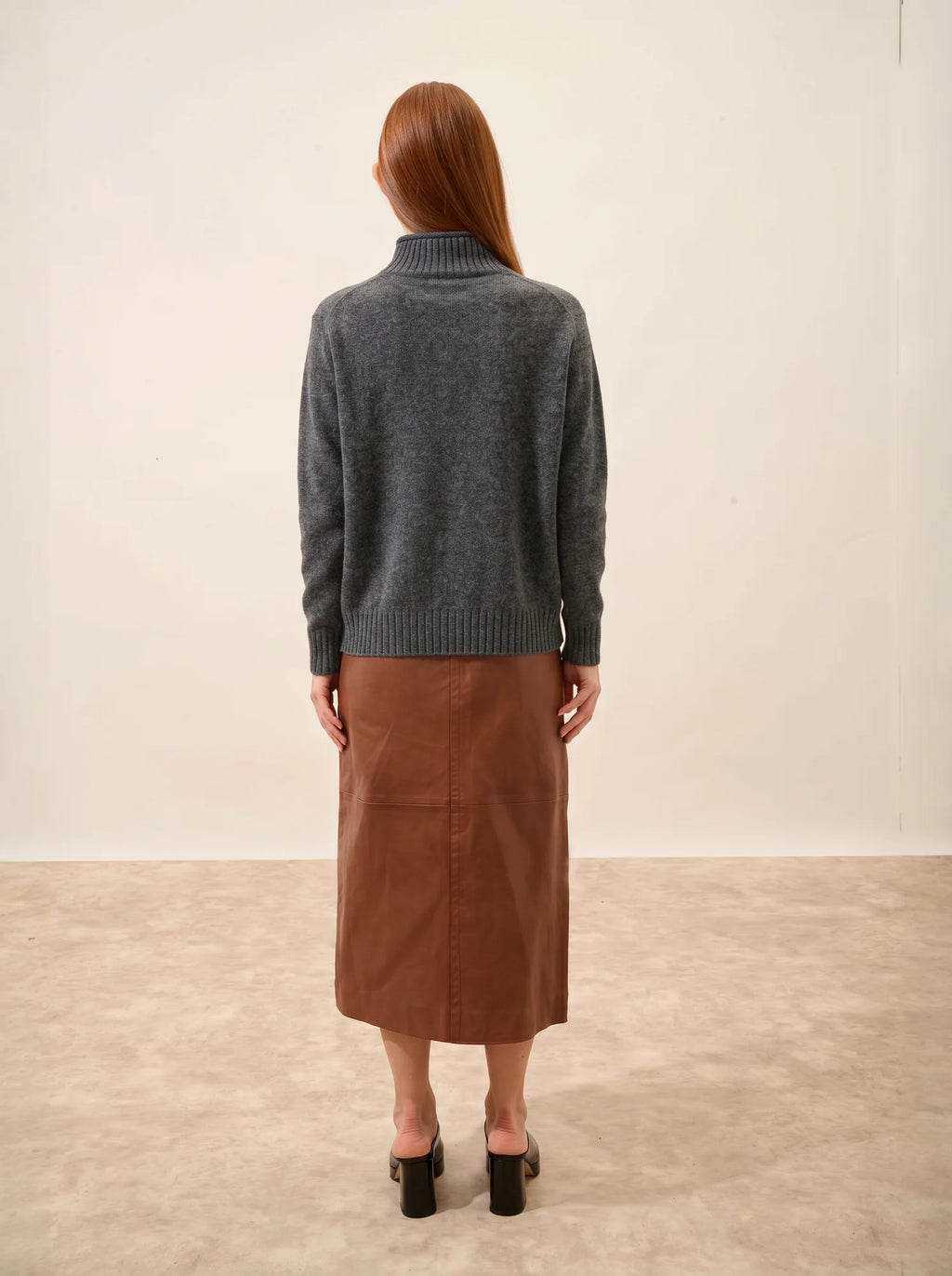 GLACIELA Pull Col Montant 4 Fils Anthracite Chiné