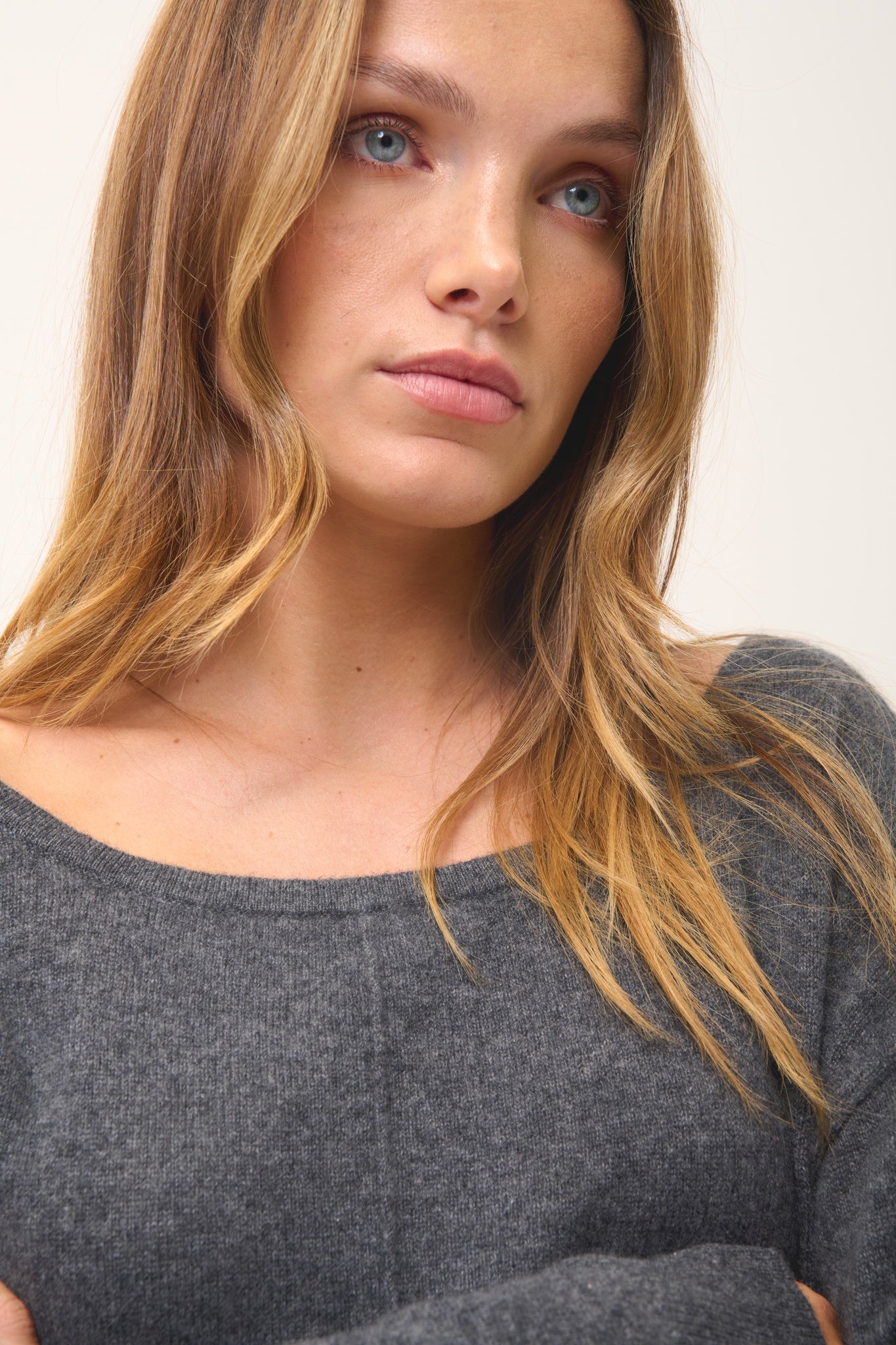 KAREN pull col rond anthracite chiné