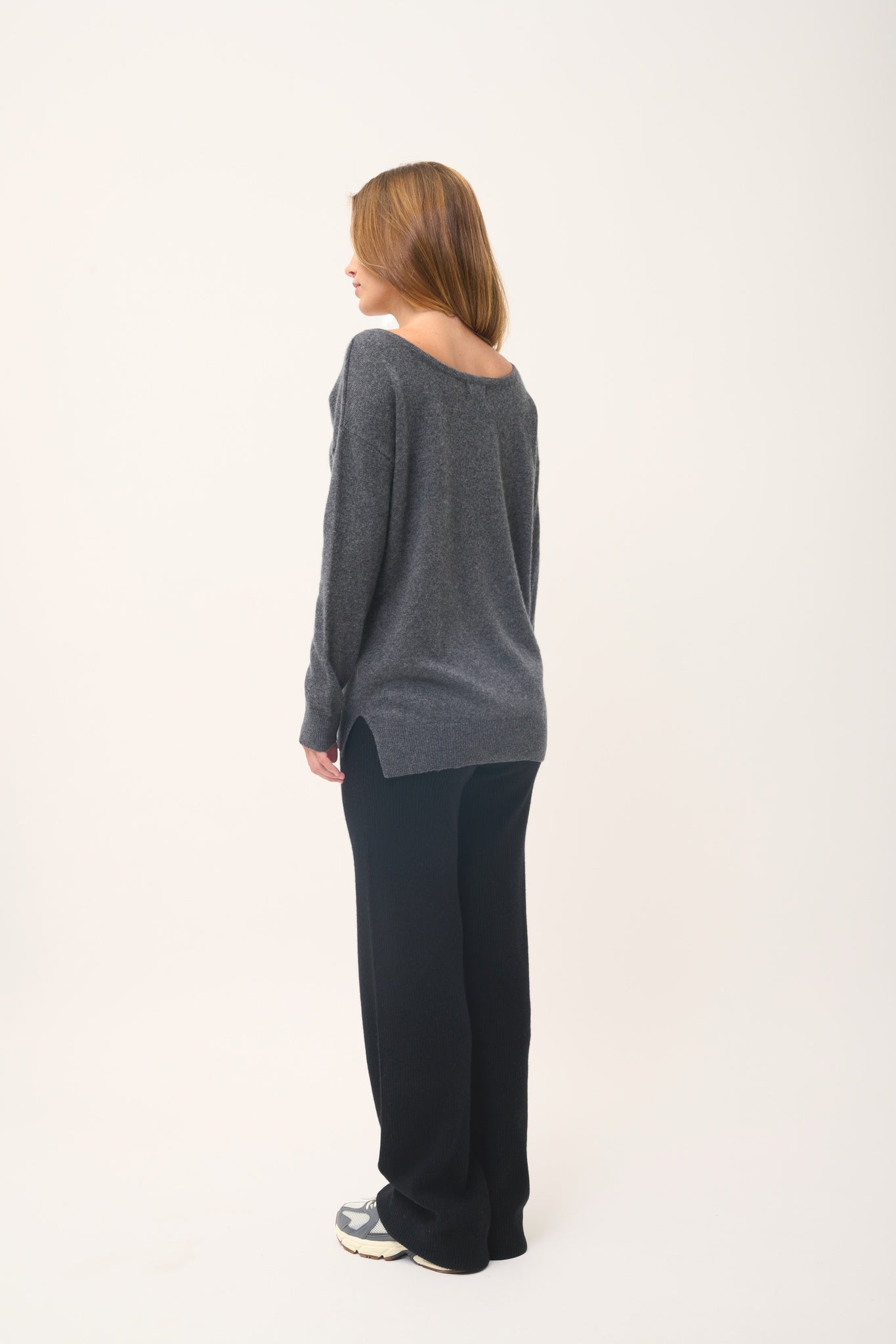 KAREN pull col rond anthracite chiné