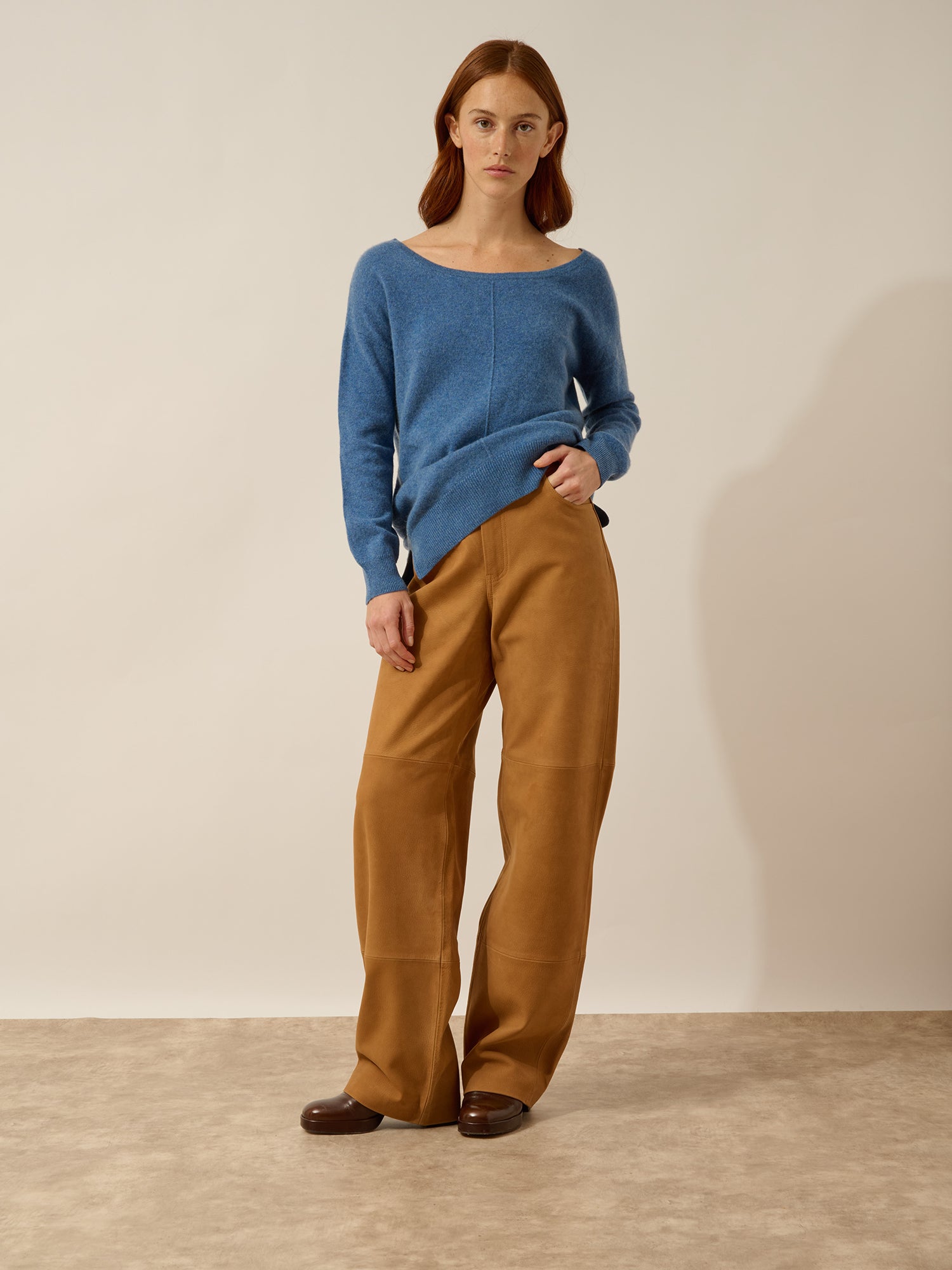 KAREN pull col rond bleu denim