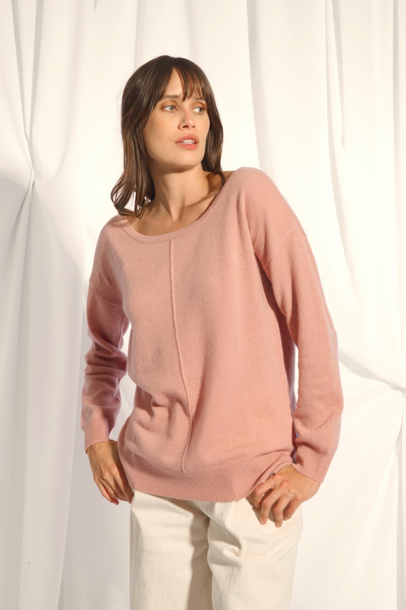 KAREN pull col rond bois de rose