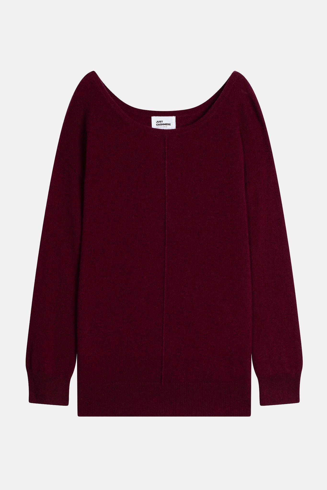 KAREN pull col rond bordeaux