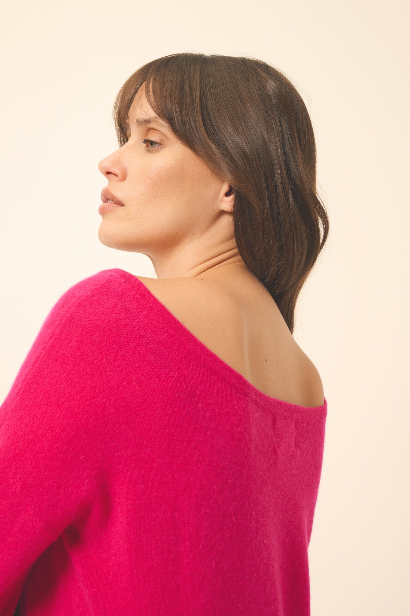 KAREN pull col rond fuchsia