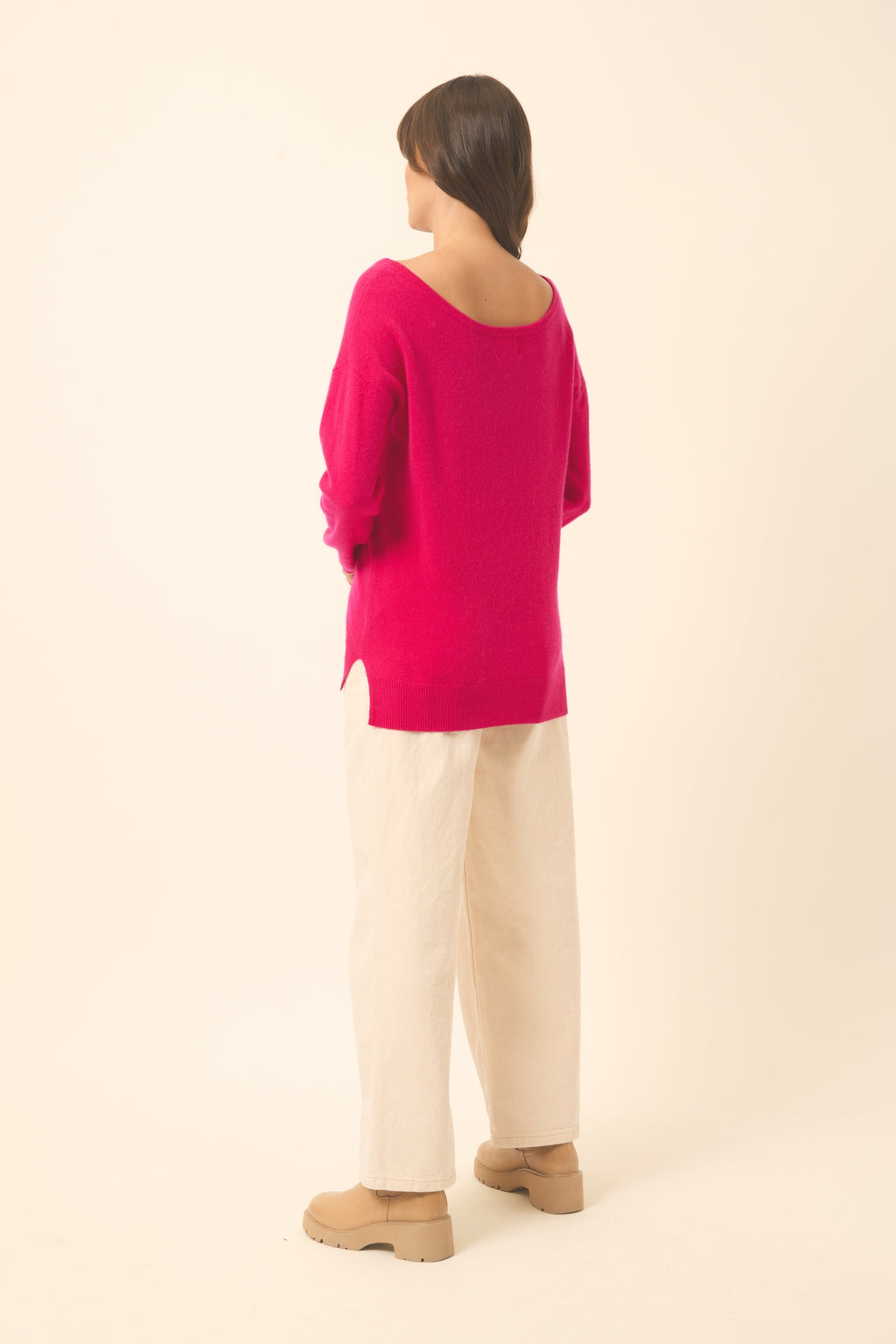 KAREN pull col rond fuchsia