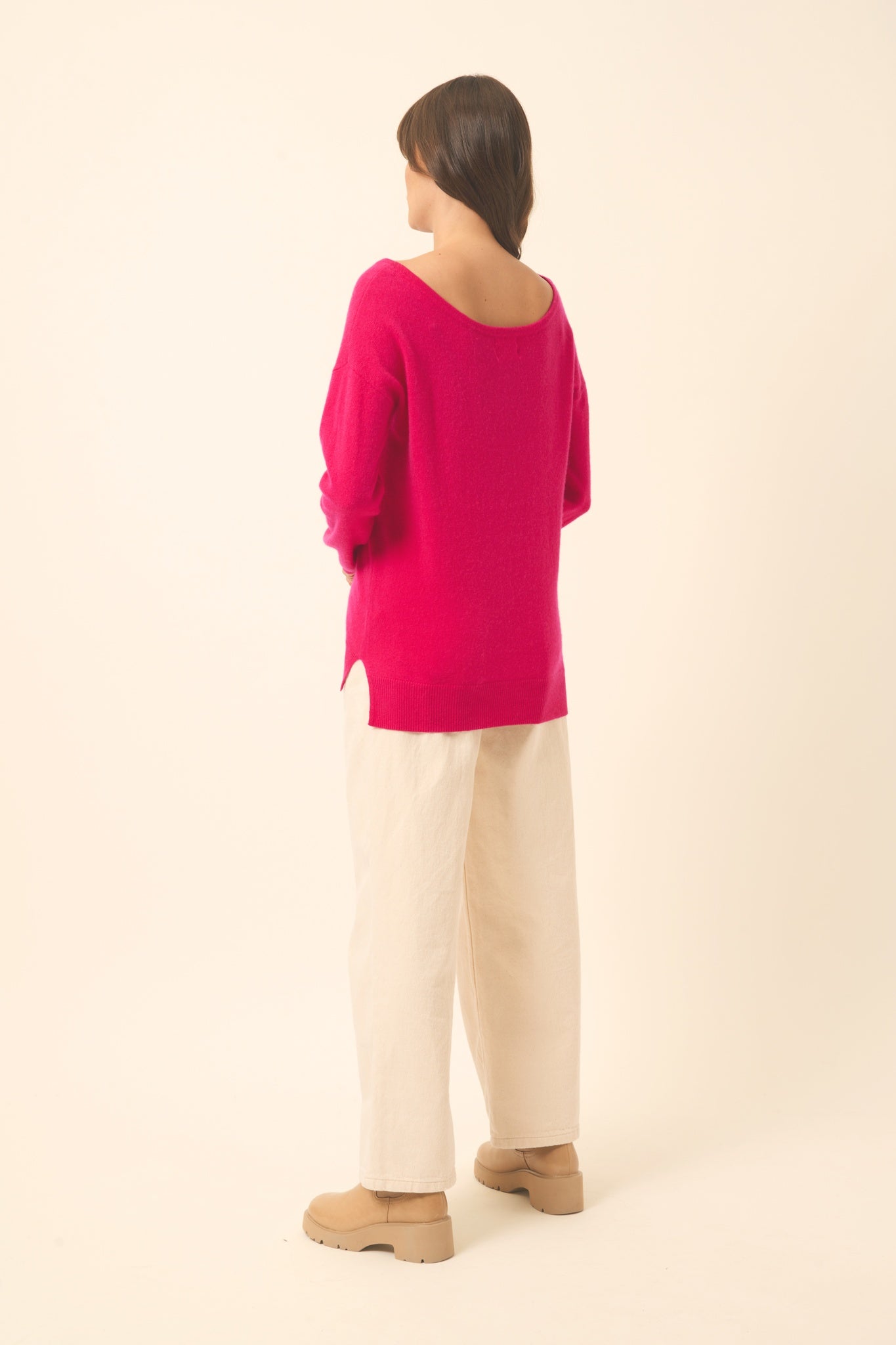 KAREN pull col rond fuchsia