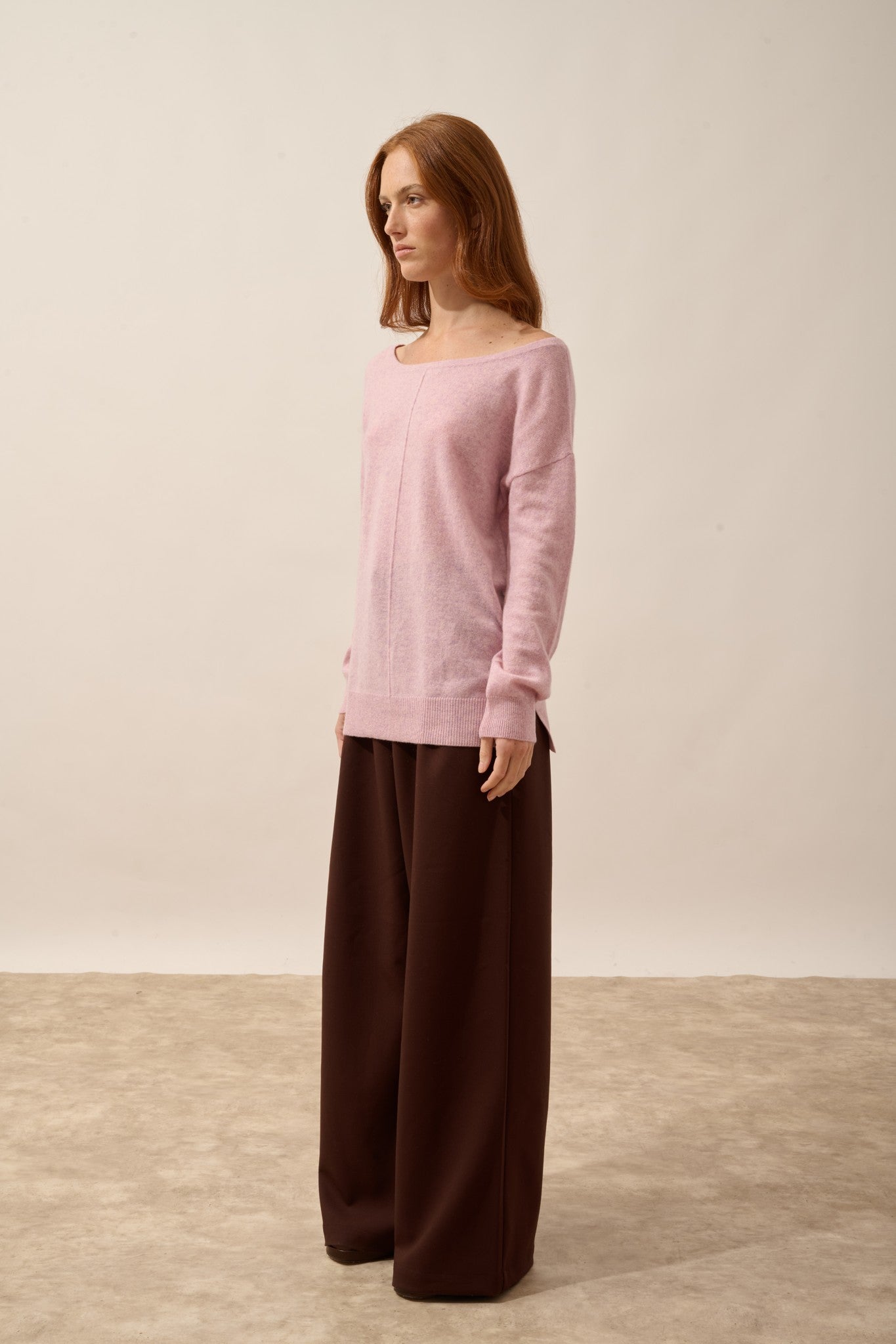 karen pull col rond guimauve chiné