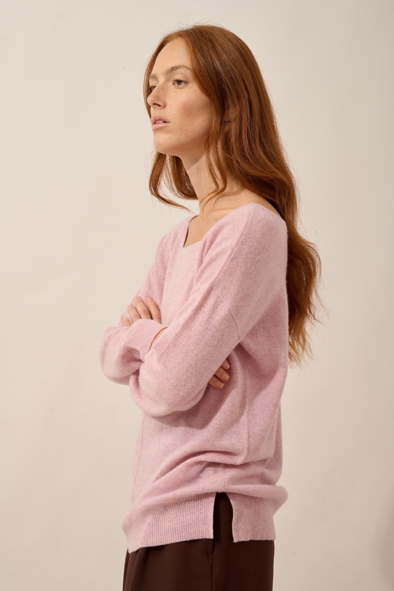 karen pull col rond guimauve chiné