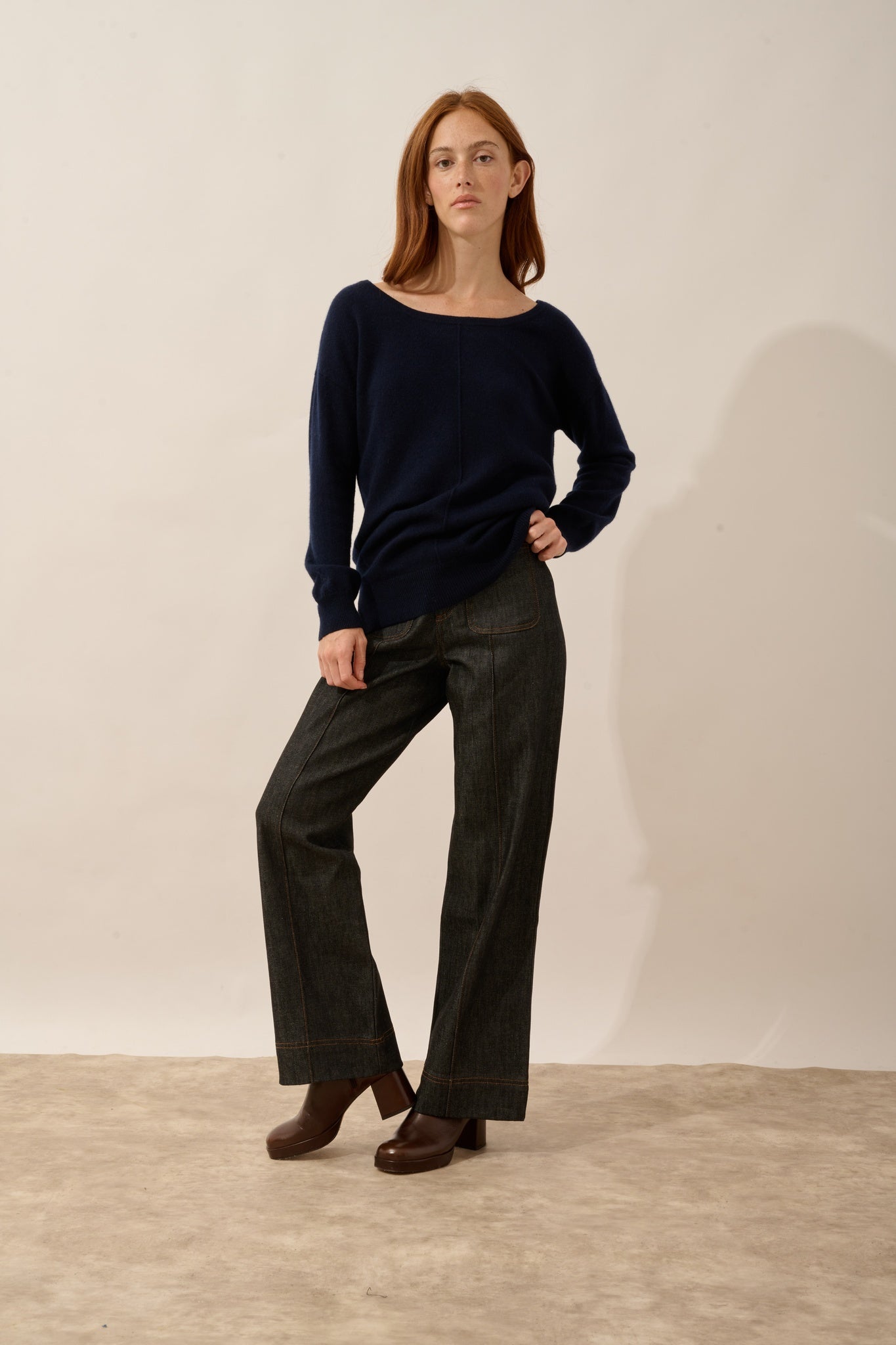 KAREN pull col rond navy