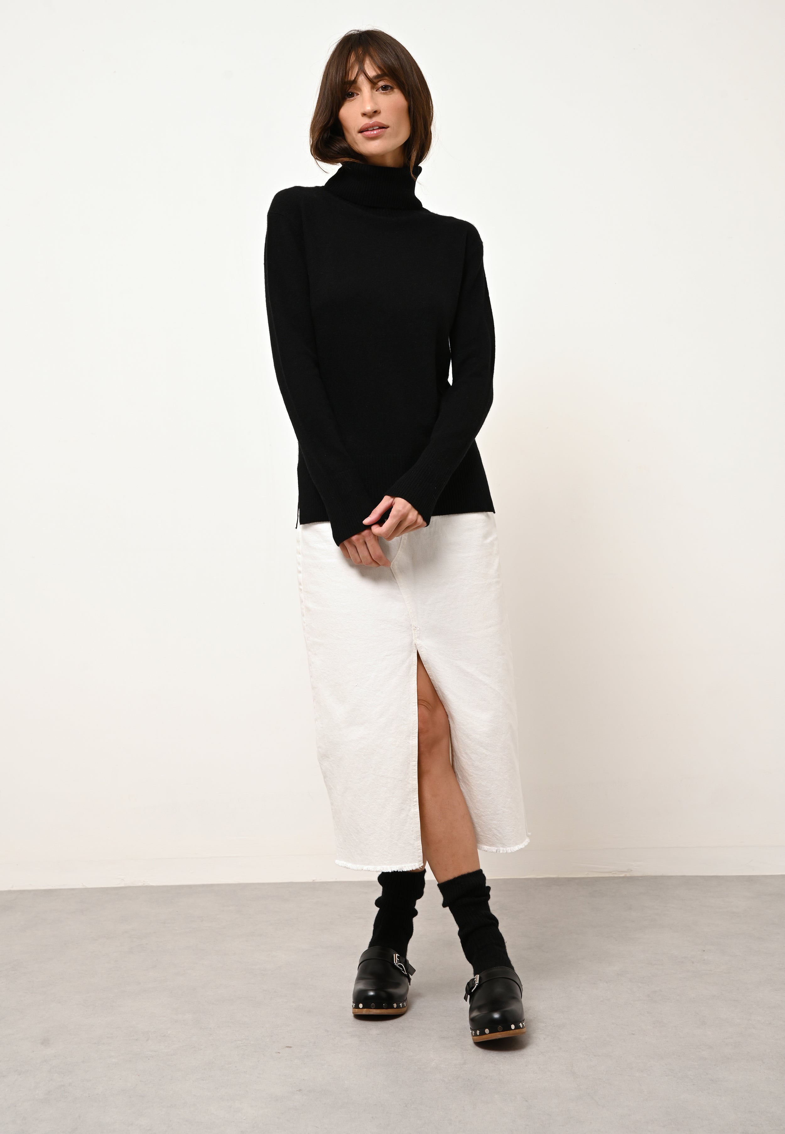 KAREN pull col rond noir