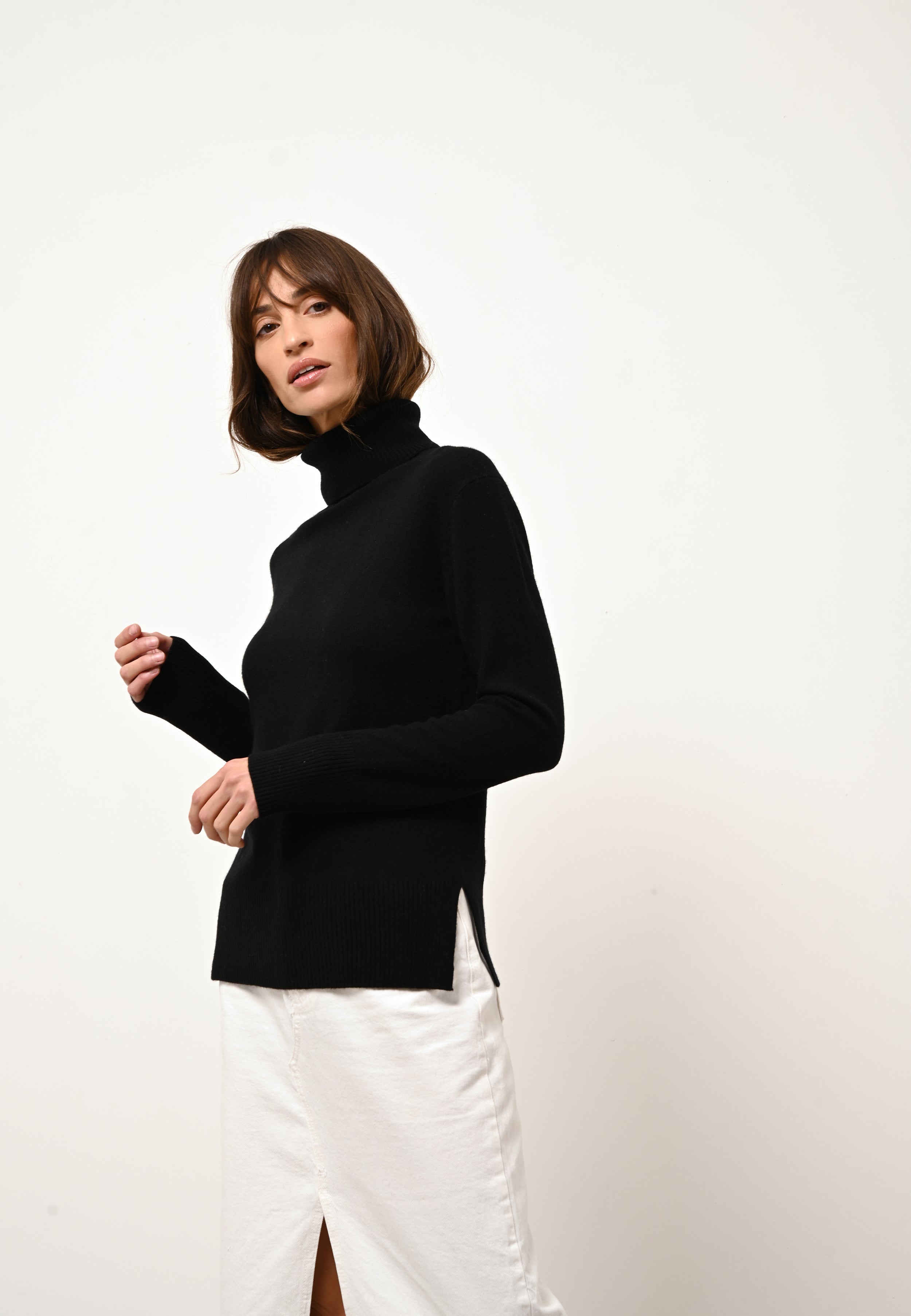 KAREN pull col rond noir