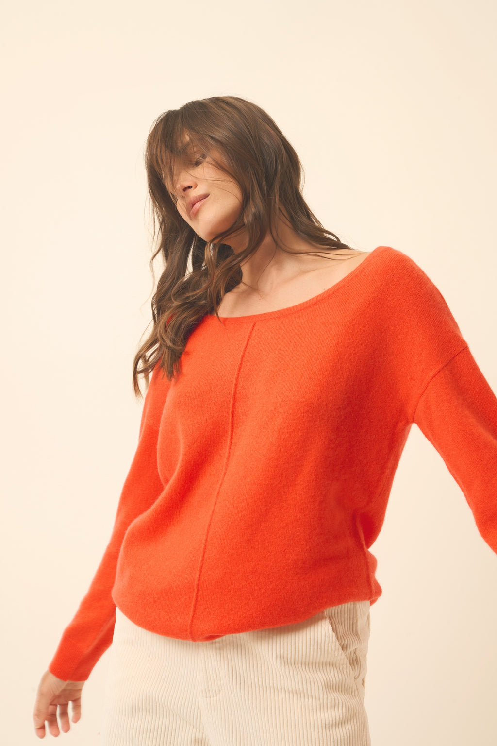 KAREN pull col rond orange
