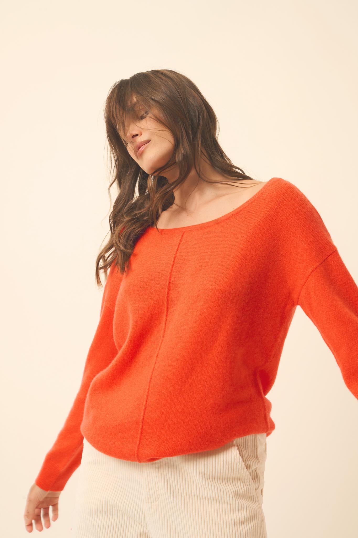 KAREN pull col rond orange