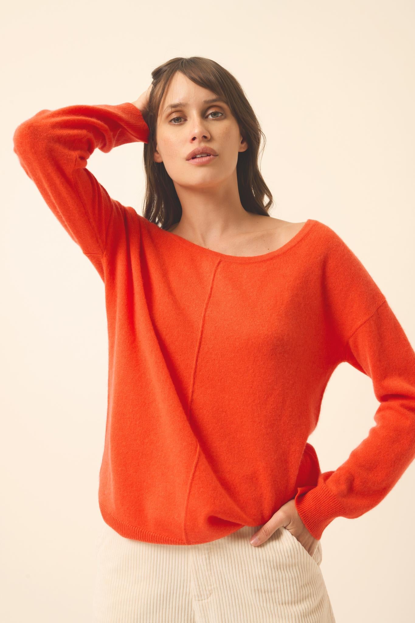 KAREN pull col rond orange