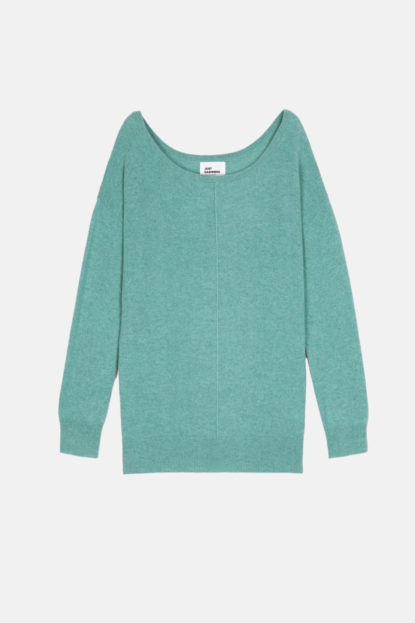 KAREN pull col rond vert chiné