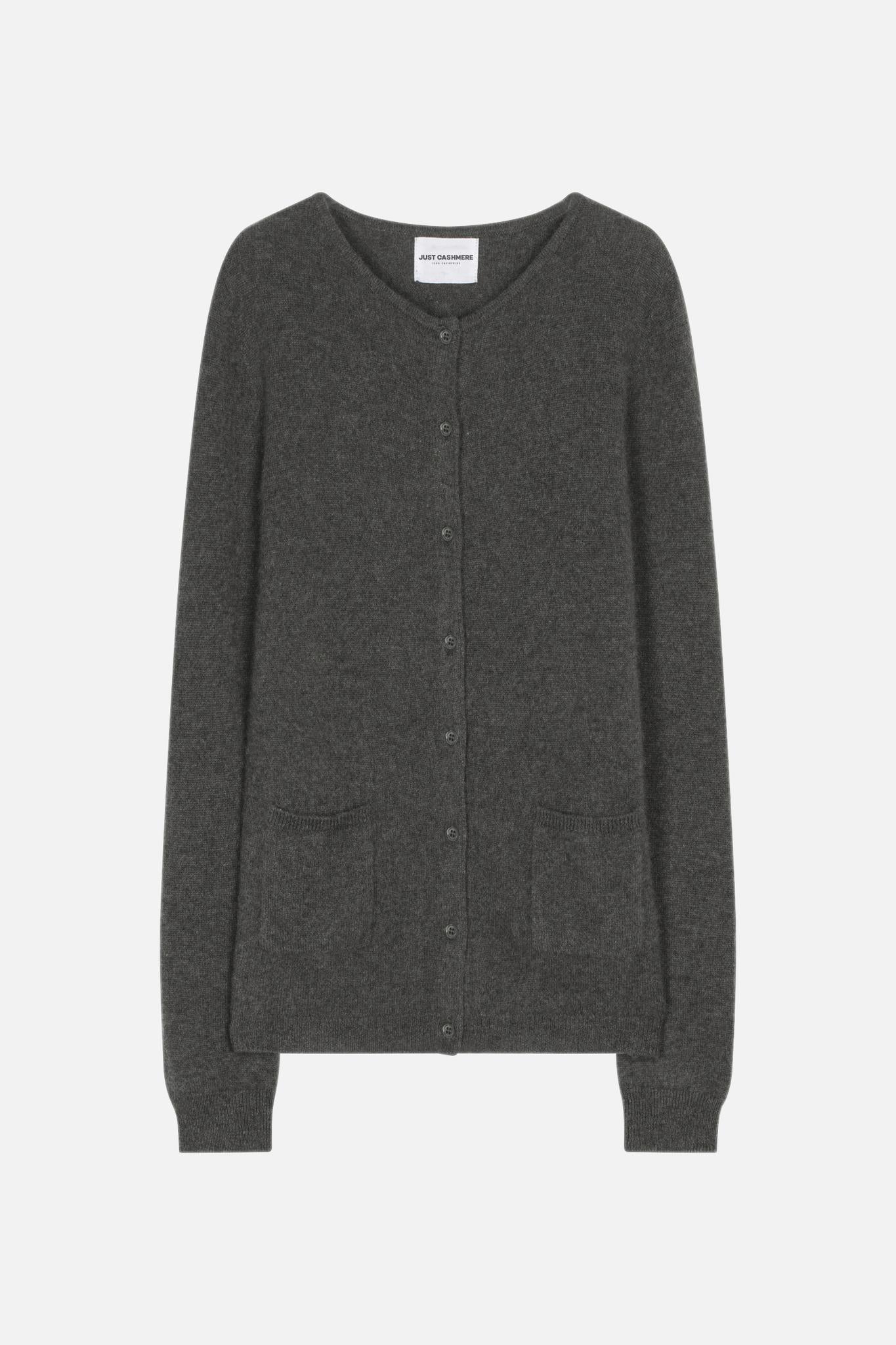 KATHARINE cardigan col rond anthracite chiné