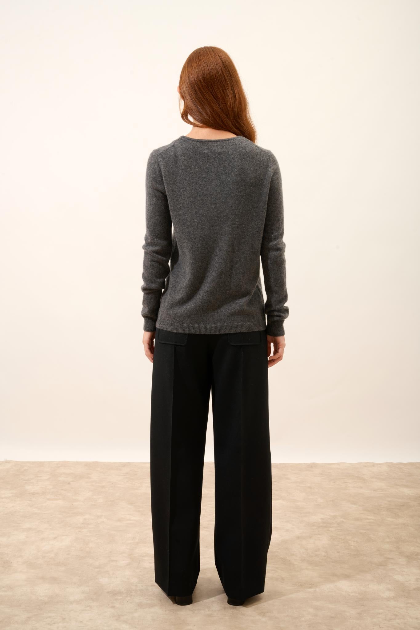 KATHARINE cardigan col rond anthracite chiné