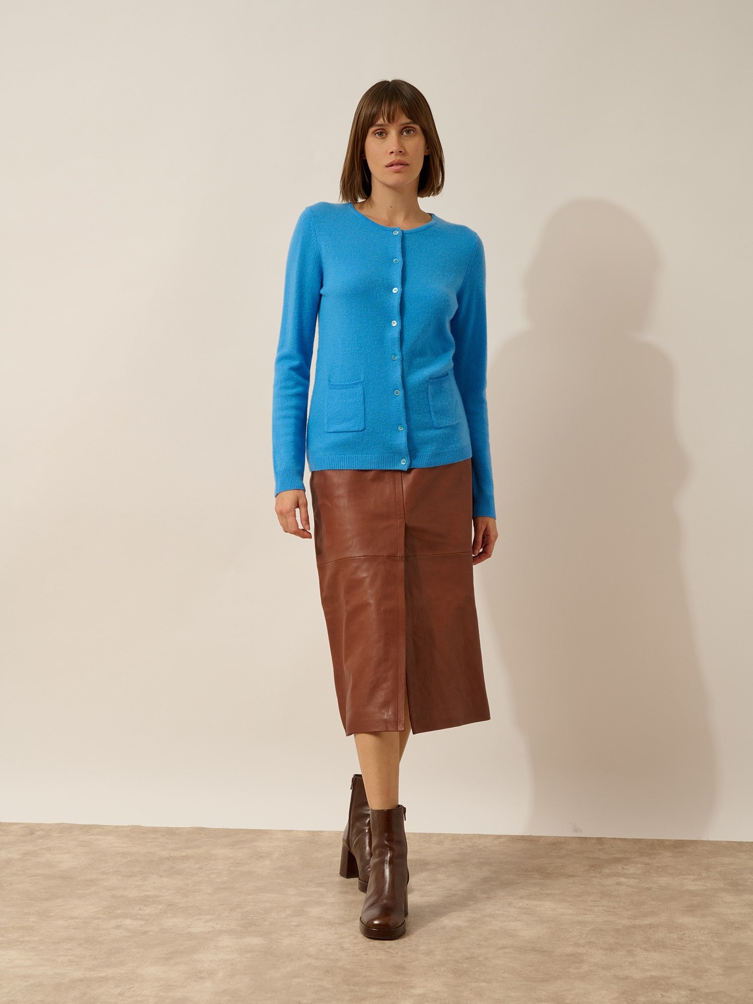 katharine cardigan col rond bleuet