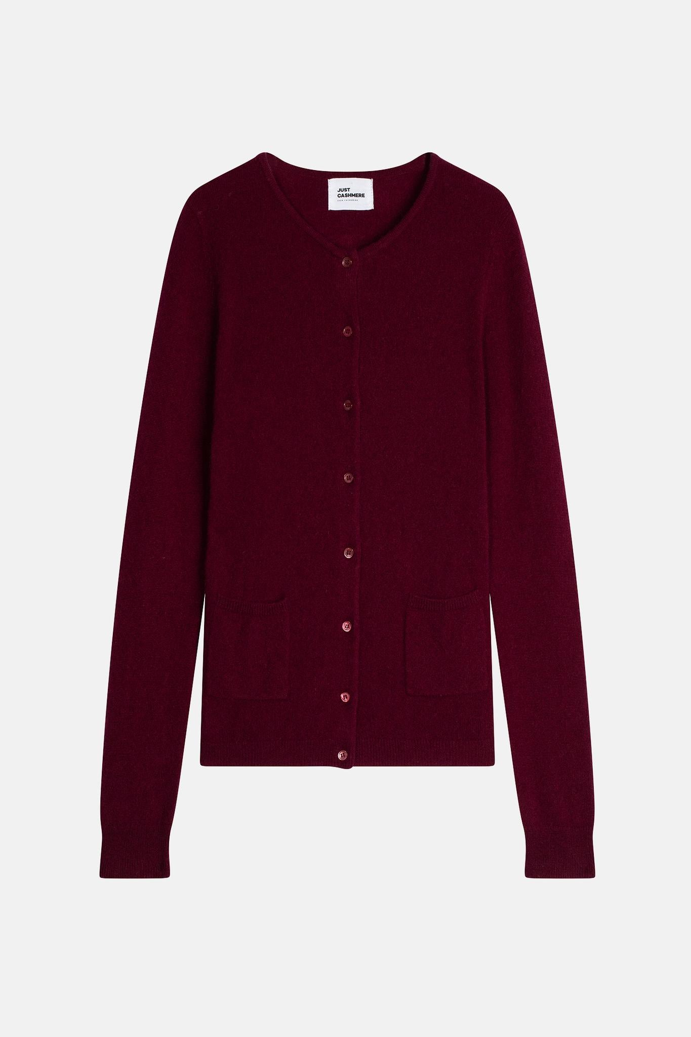 KATHARINE cardigan col rond bordeaux