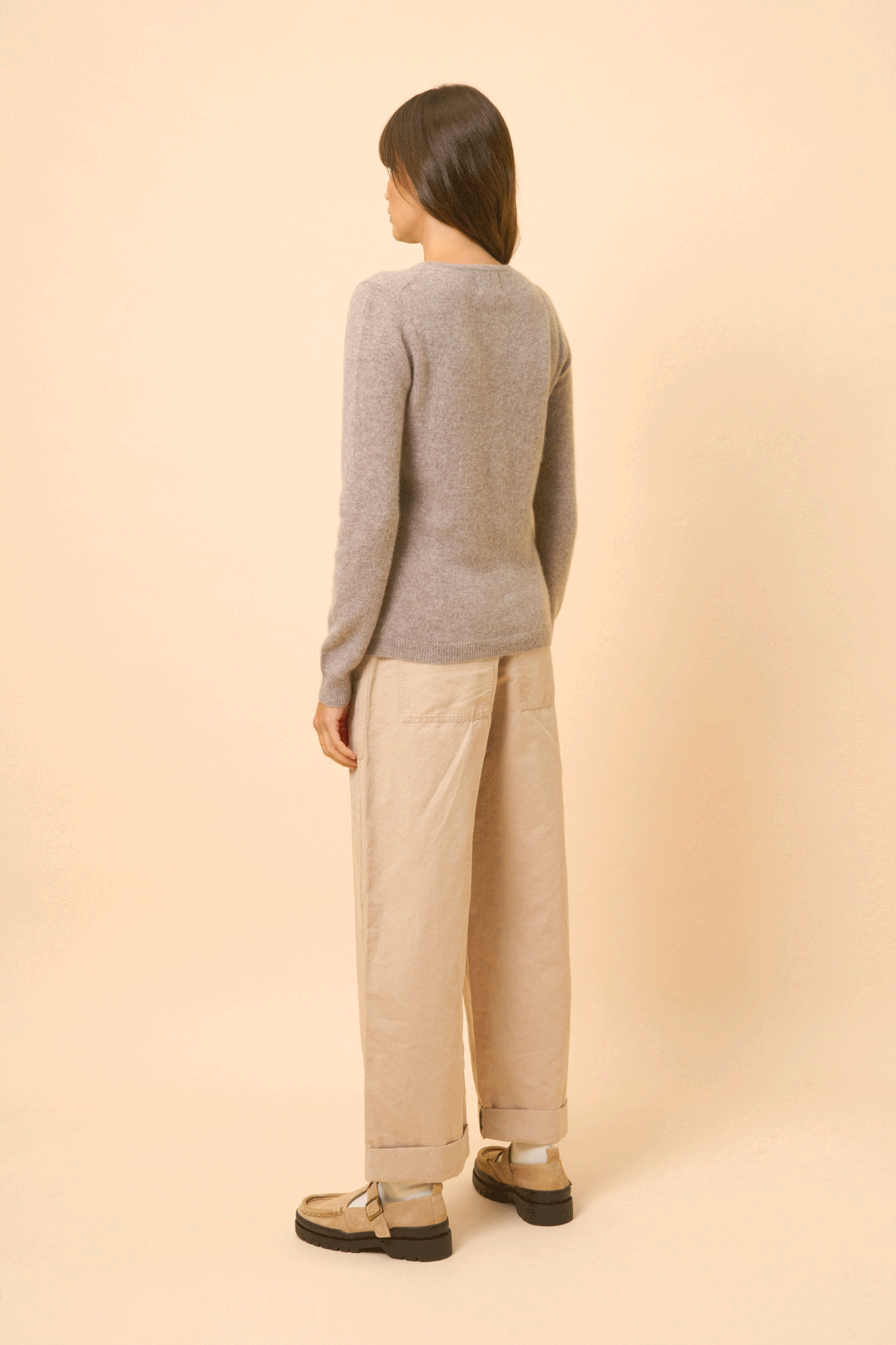 KATHARINE cardigan col rond caribou chiné