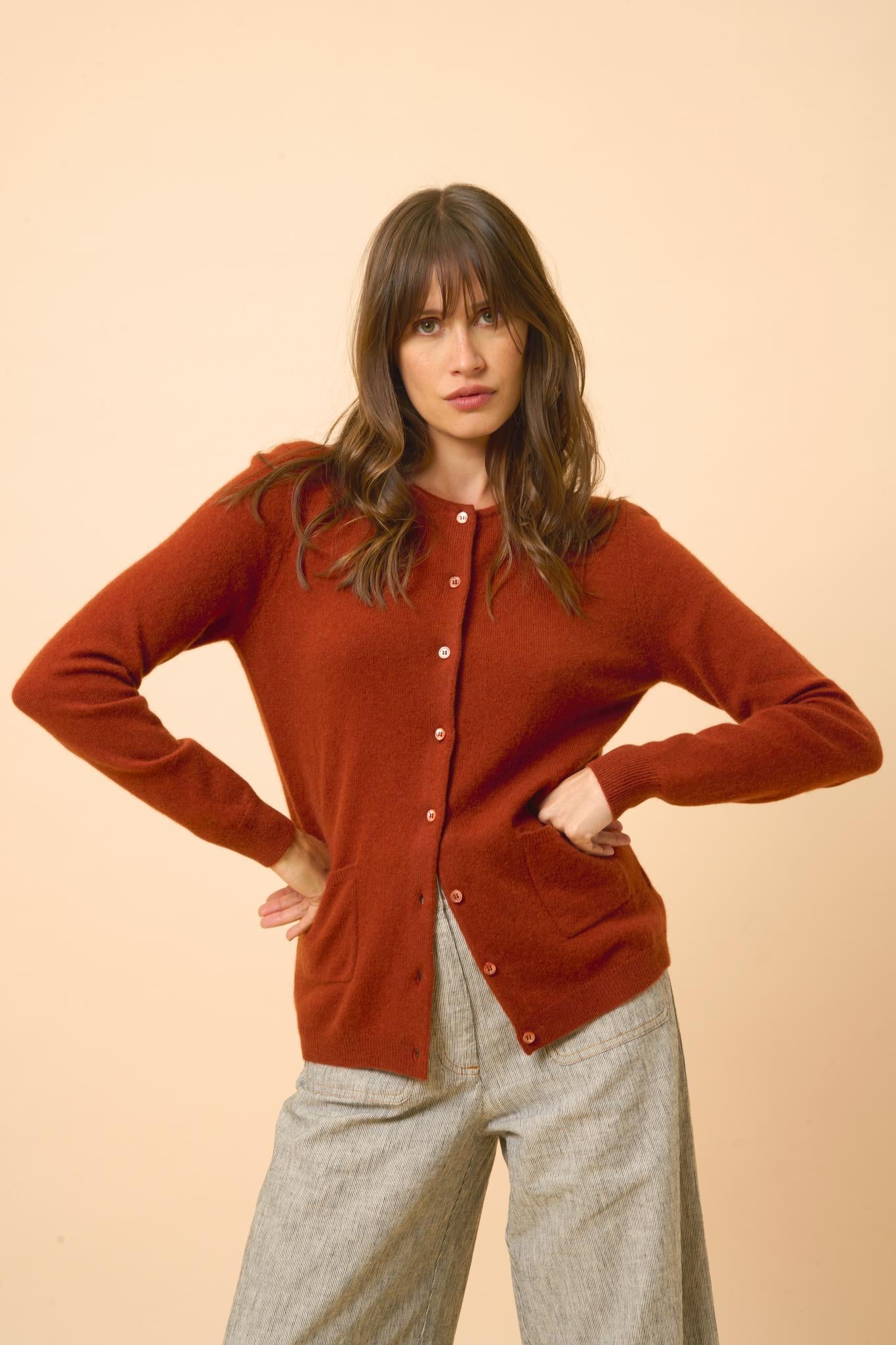 KATHARINE cardigan col rond écureuil