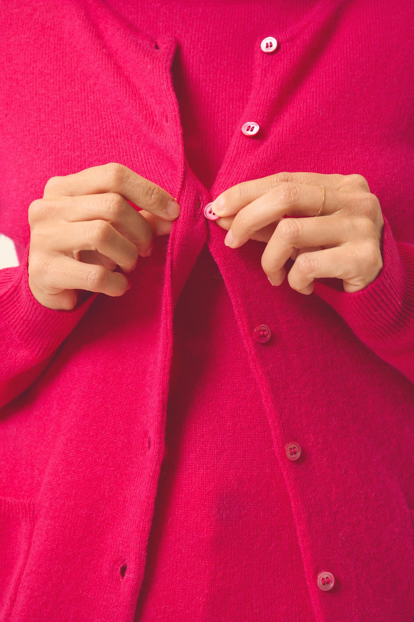 KATHARINE cardigan col rond fuchsia