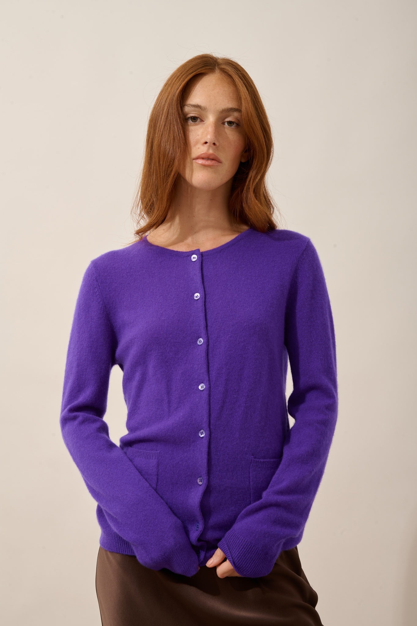 KATHARINE cardigan with round neck in gentian blue
