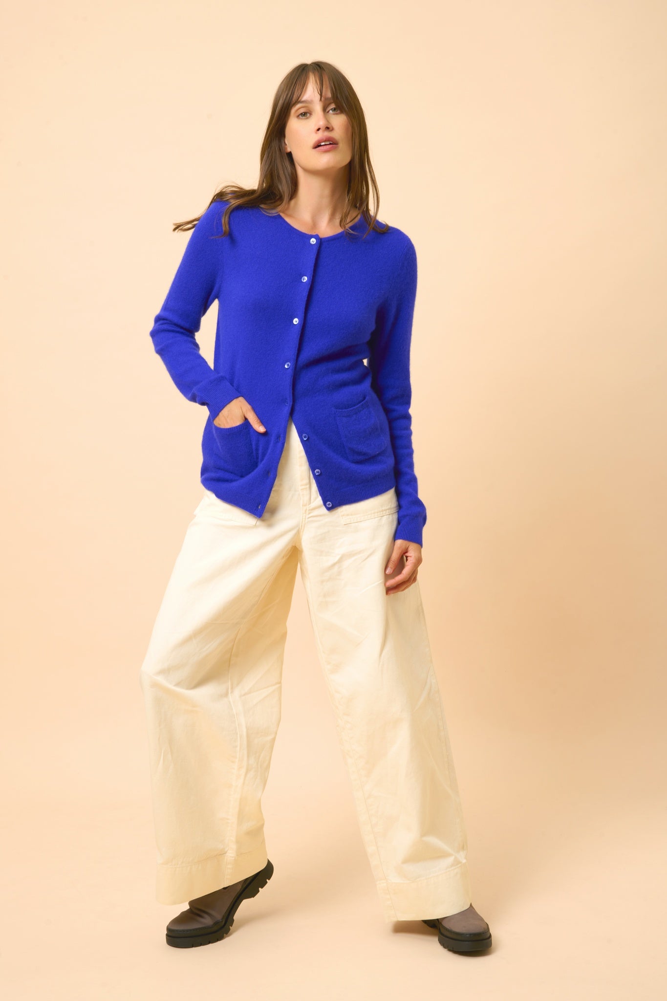 KATHARINE cardigan col rond indigo