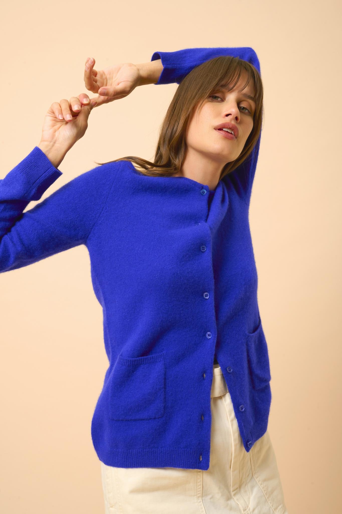 KATHARINE cardigan col rond indigo