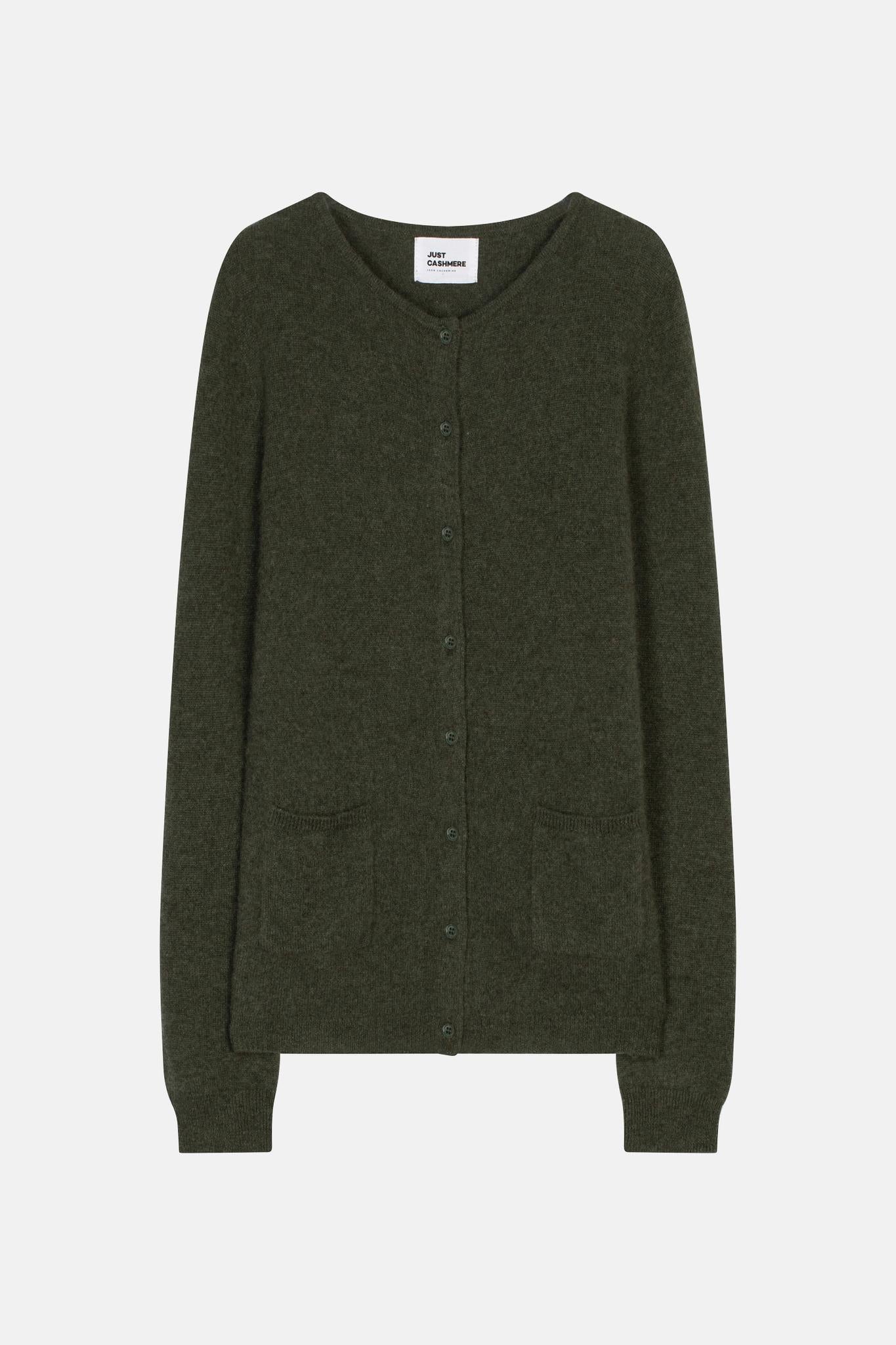 KATHARINE cardigan col rond kaki chiné