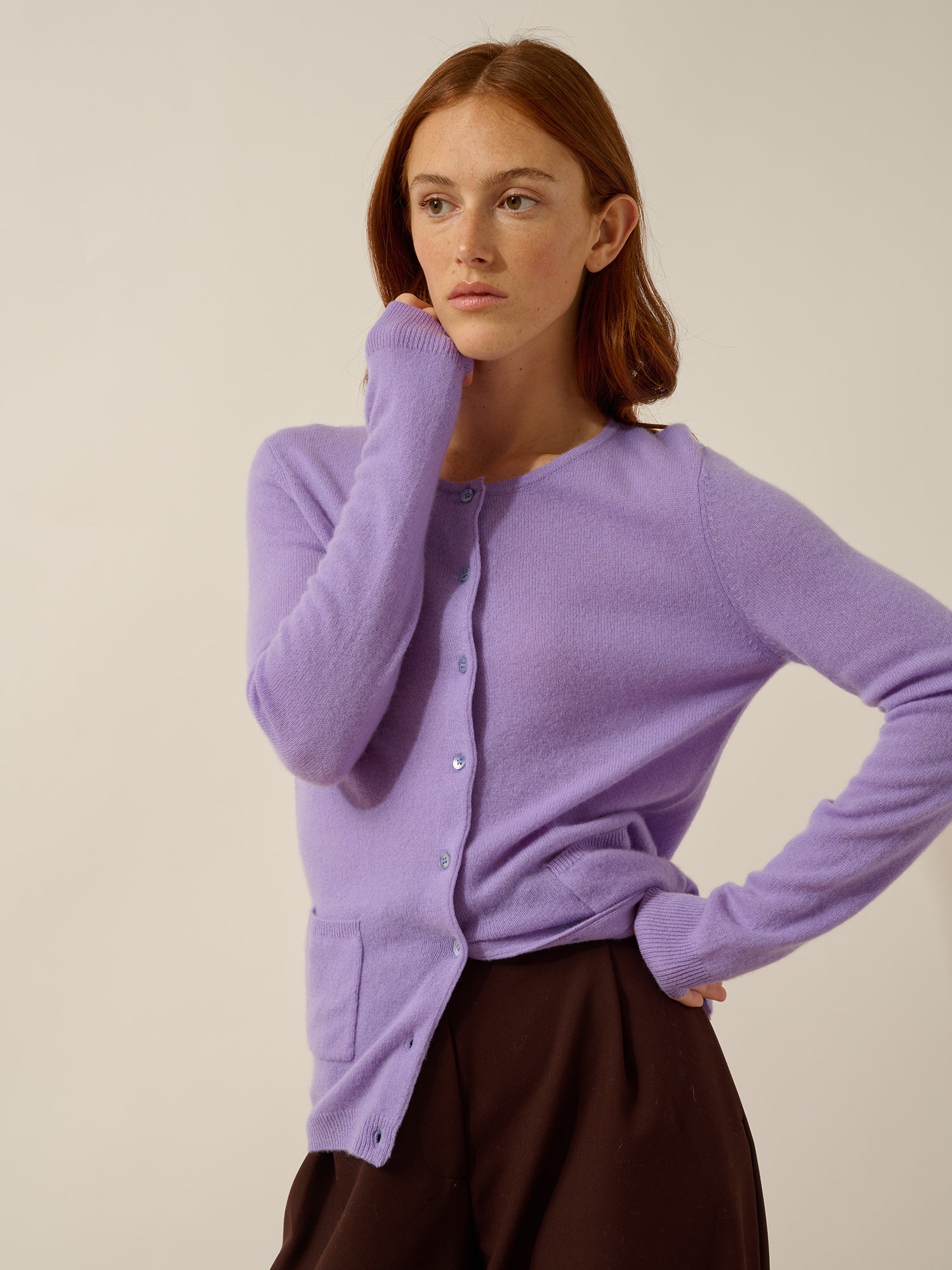 KATHARINE cardigan col rond lavande