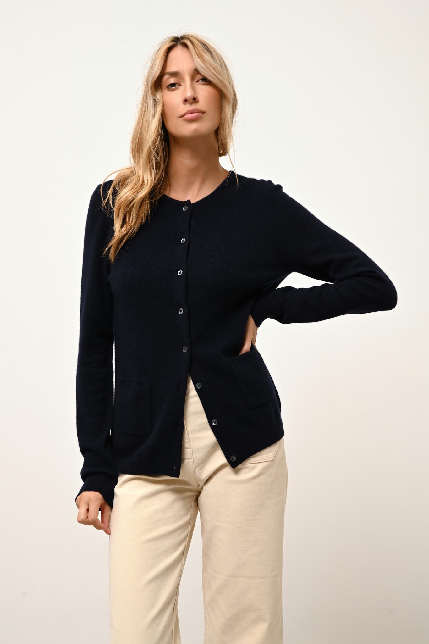 KATHARINE cardigan col rond navy