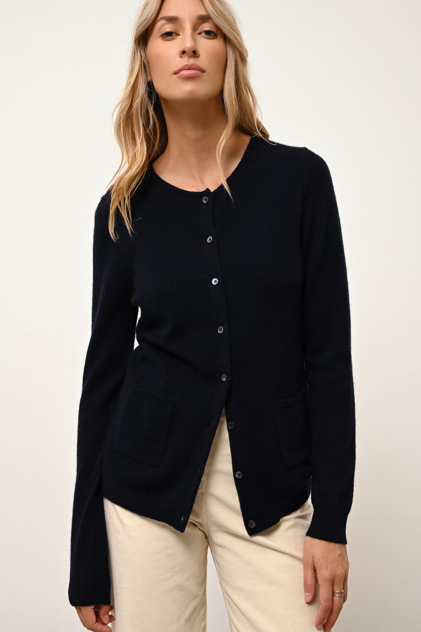 KATHARINE cardigan col rond navy