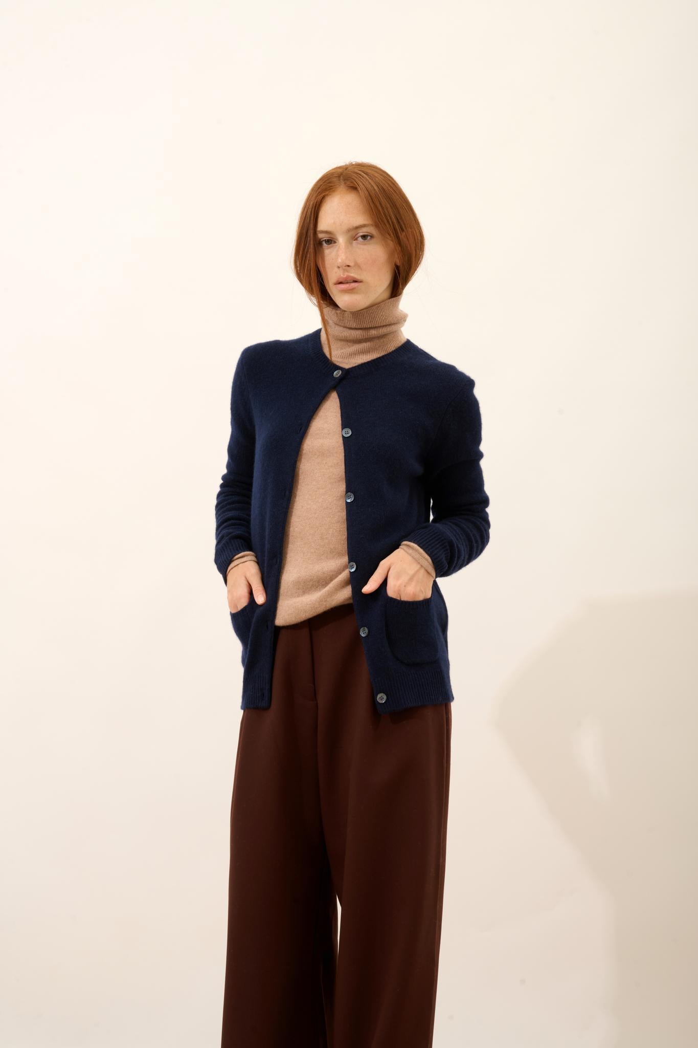 KATHARINE cardigan col rond navy