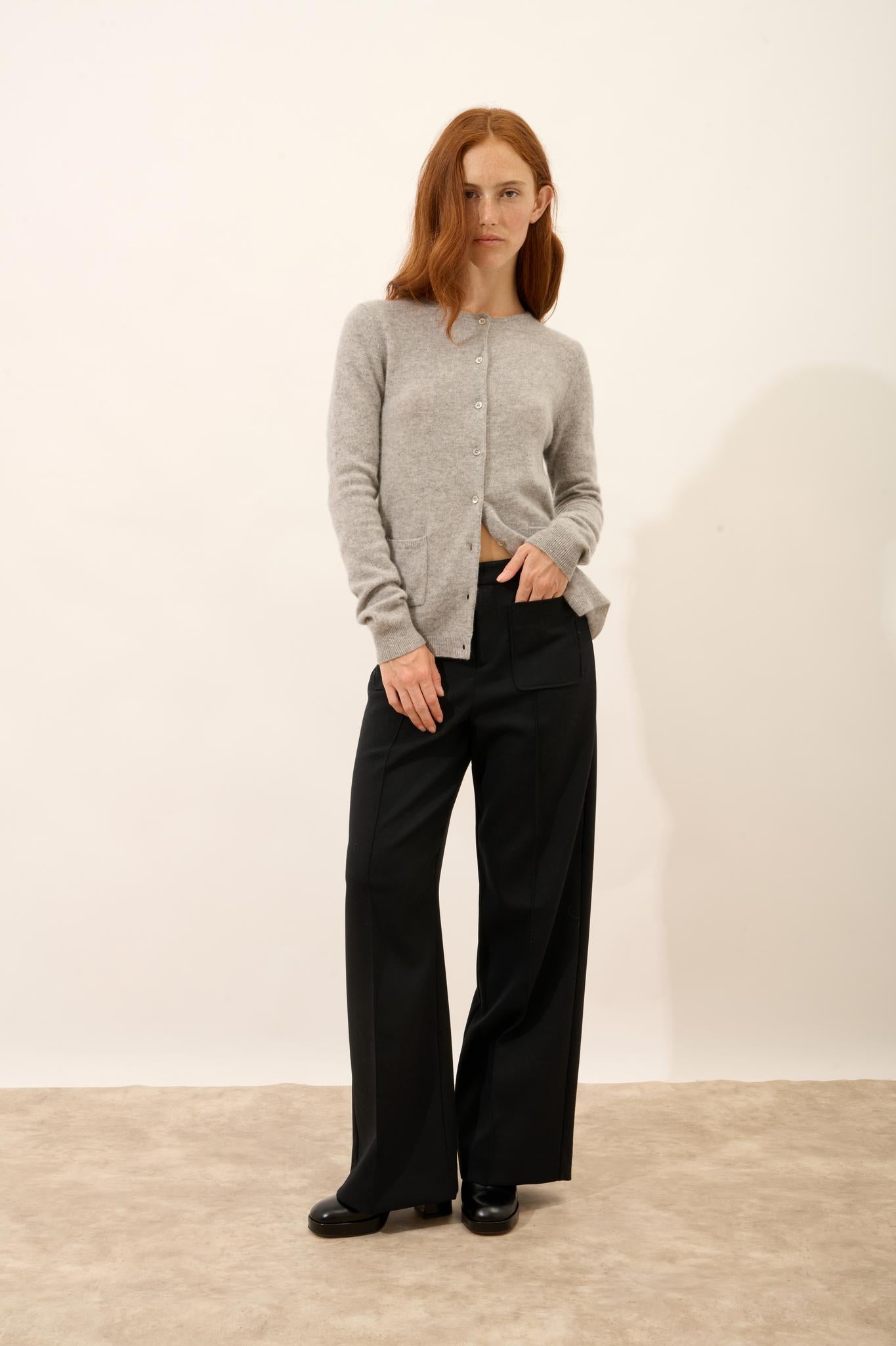 KATHARINE cardigan col rond nuage chiné