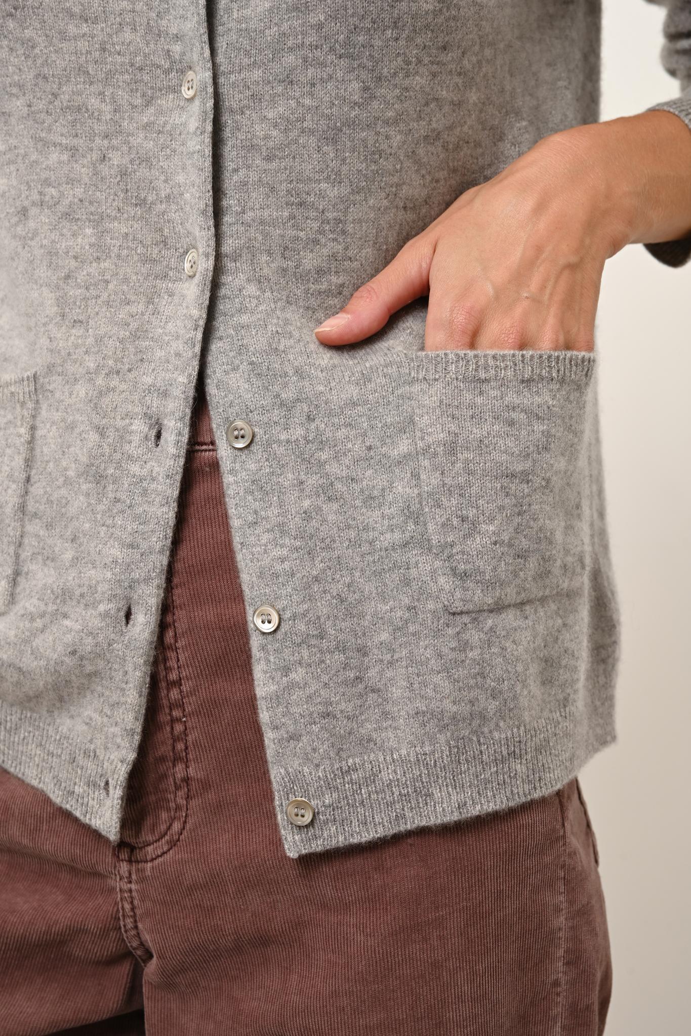 KATHARINE cardigan col rond nuage chiné