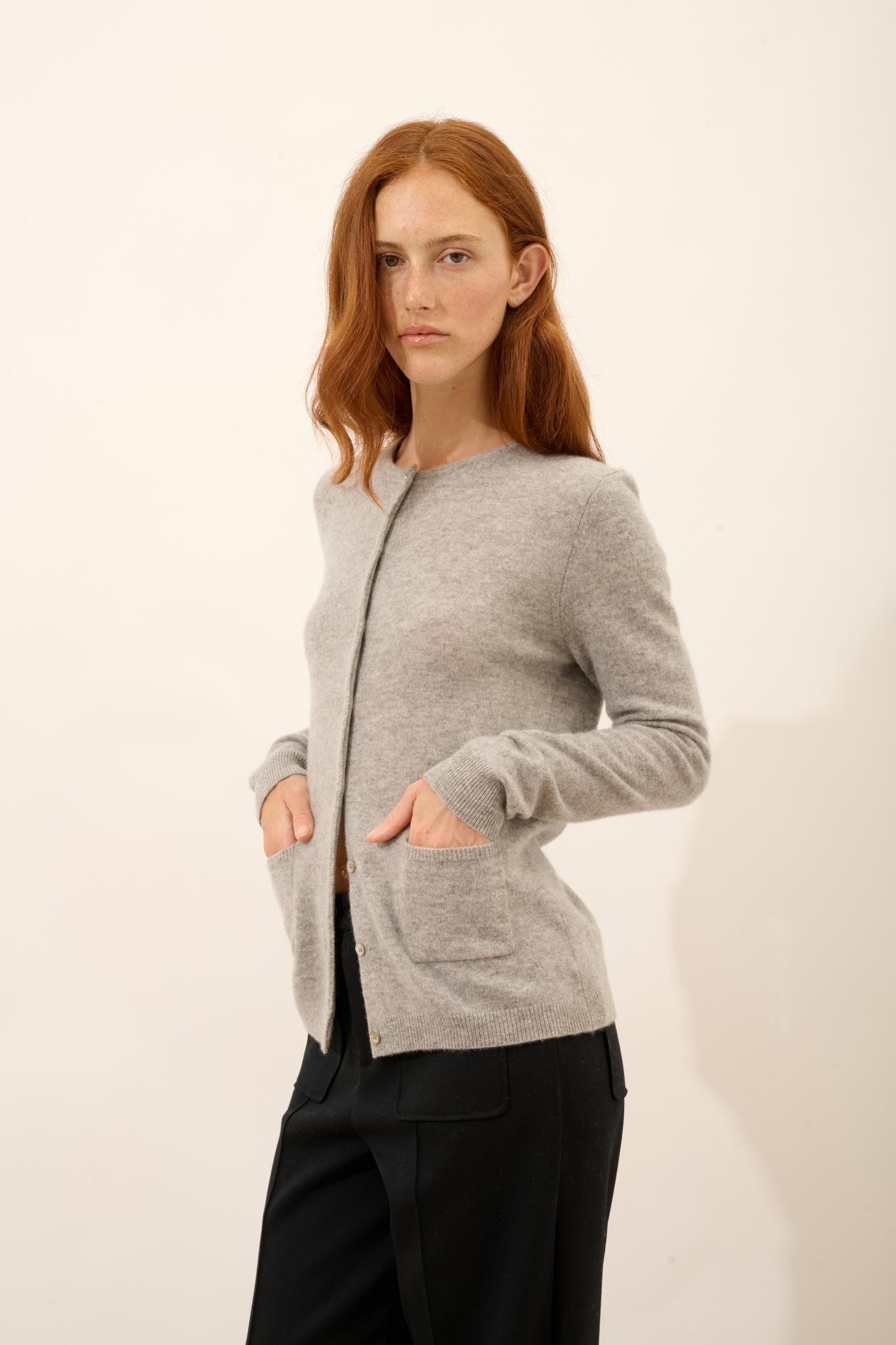 KATHARINE cardigan col rond nuage chiné