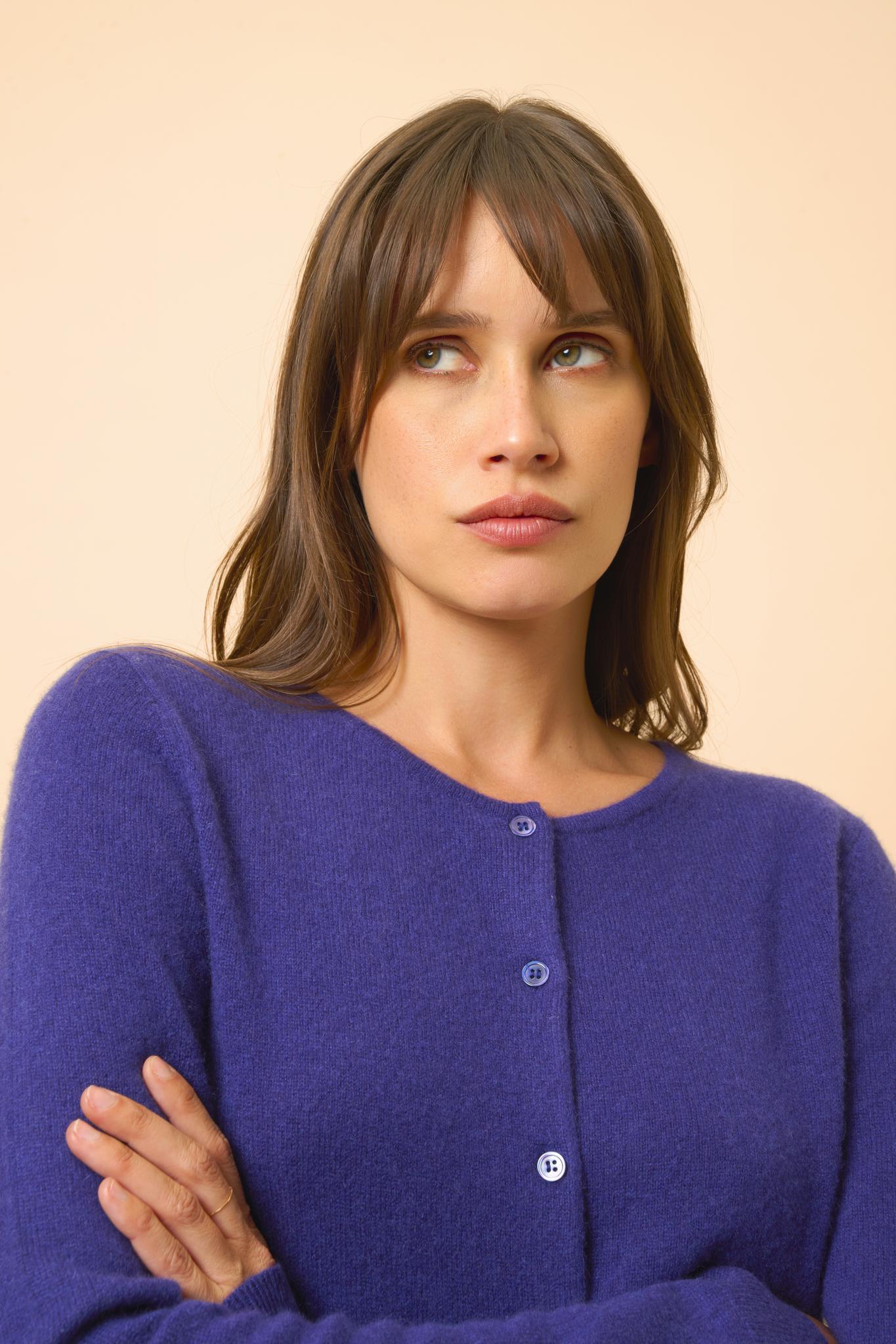 KATHARINE cardigan col rond purple