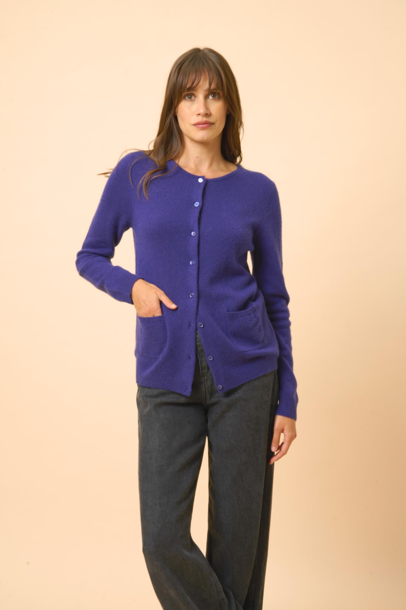 KATHARINE cardigan col rond purple