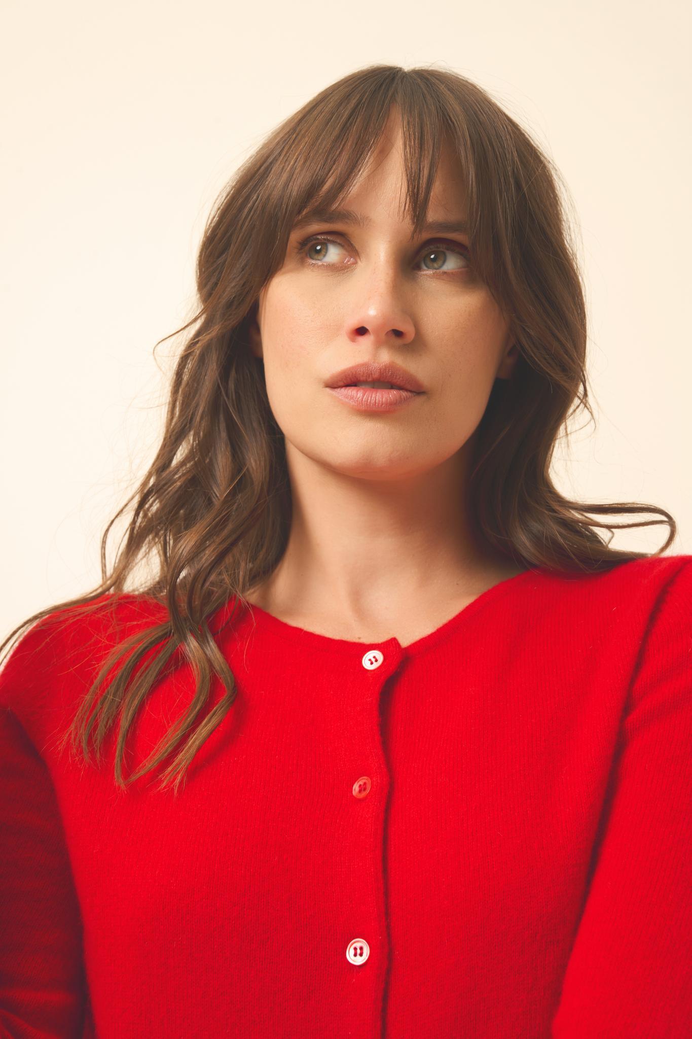 KATHARINE cardigan col rond rouge
