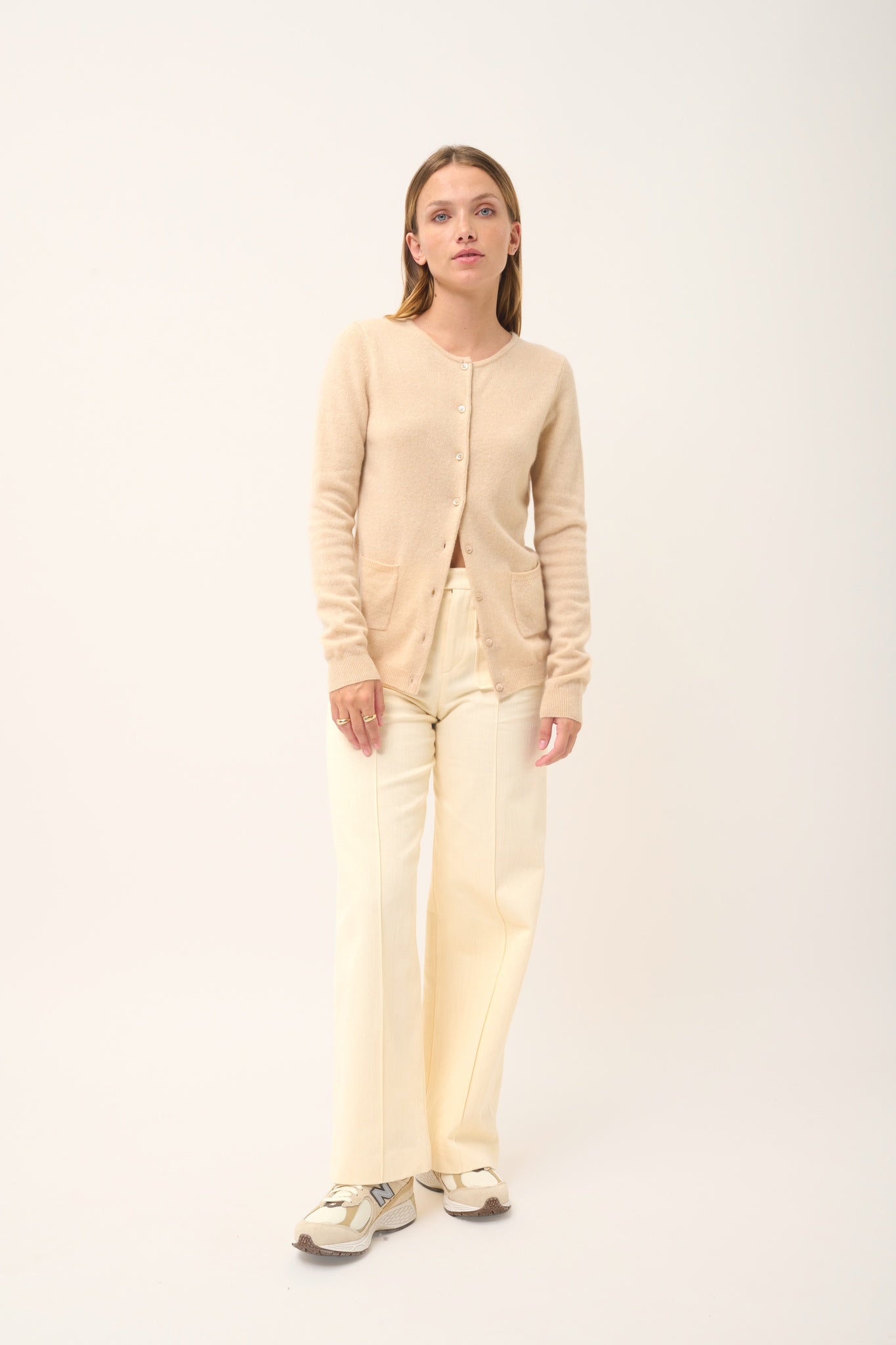 KATHARINE cardigan col rond sable