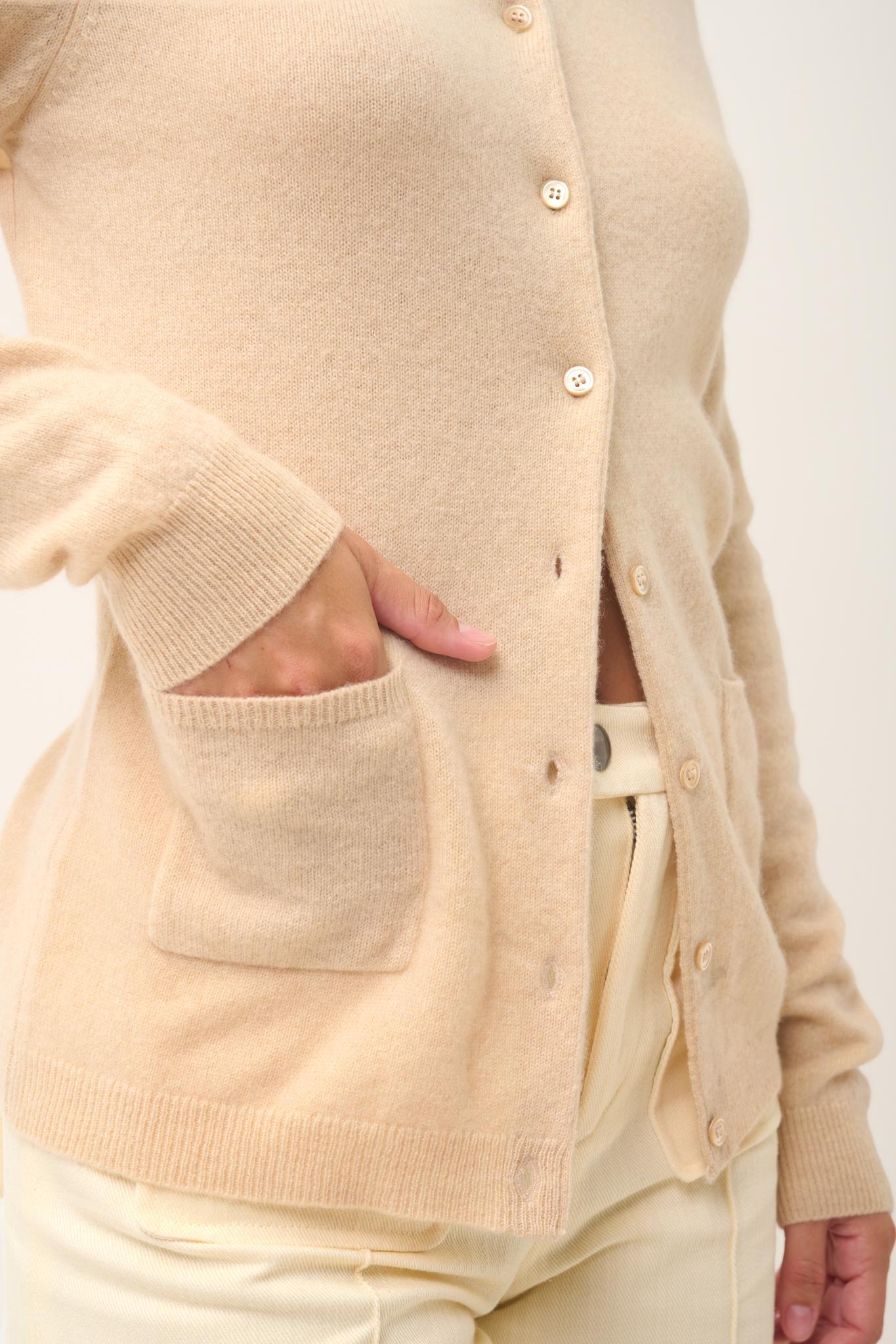 KATHARINE cardigan col rond sable