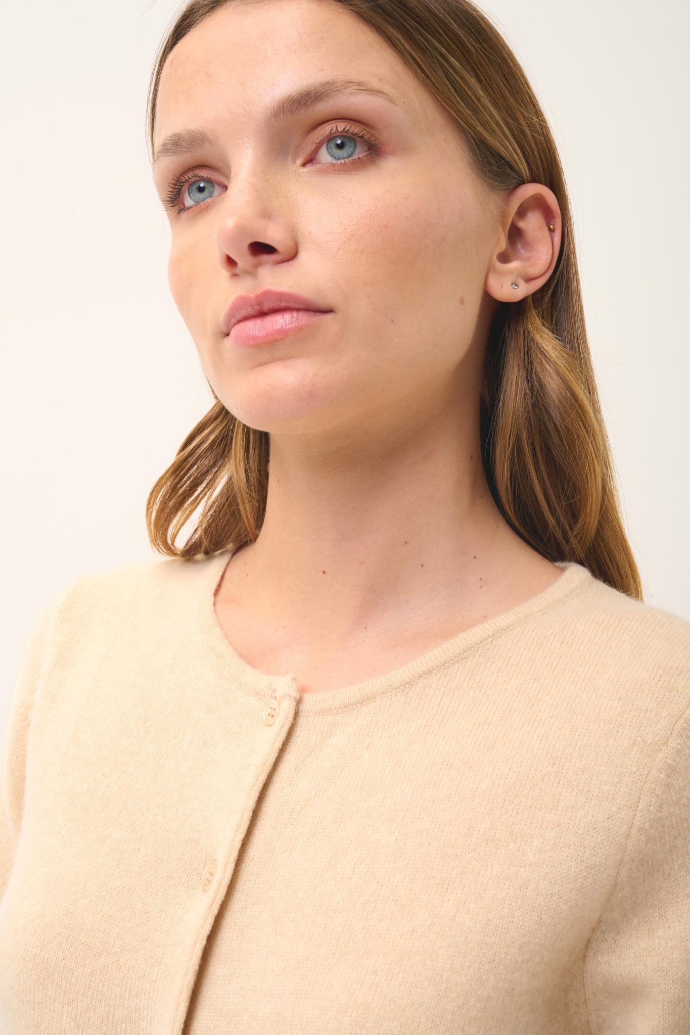 KATHARINE cardigan col rond sable