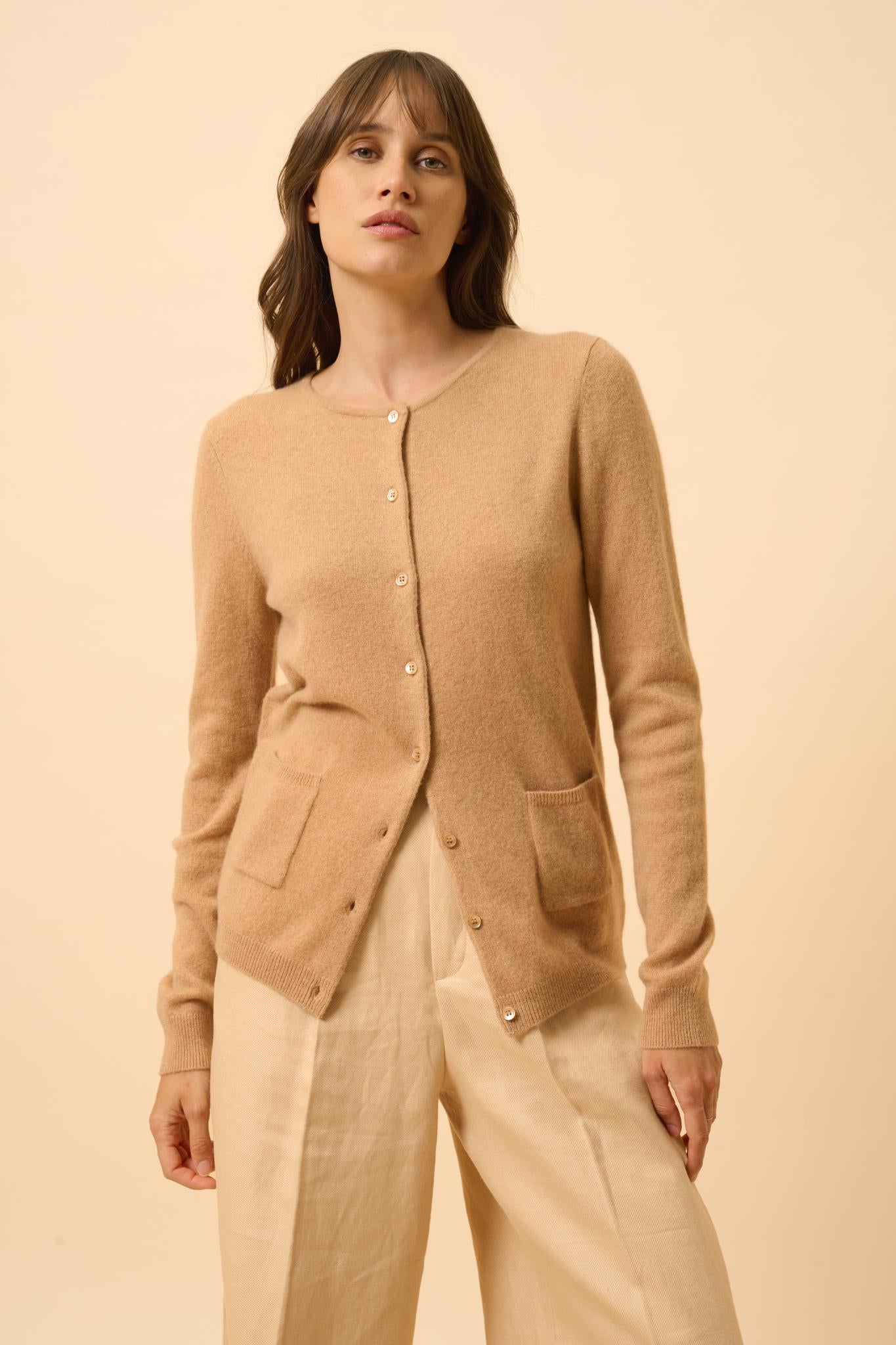 KATHARINE cardigan col rond sahara
