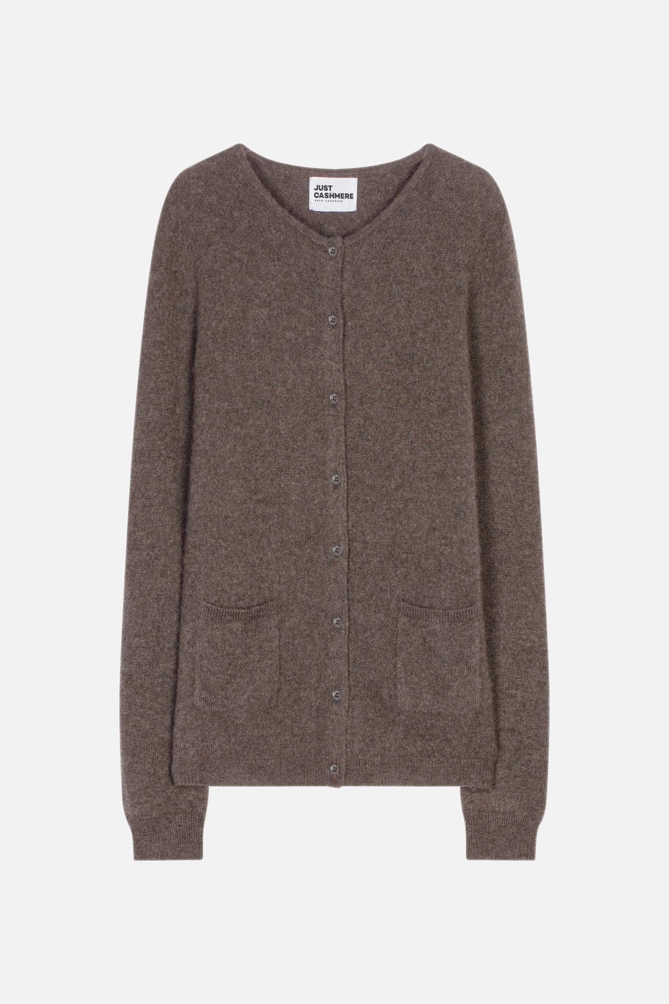 KATHARINE taupe mottled round-neck cardigan