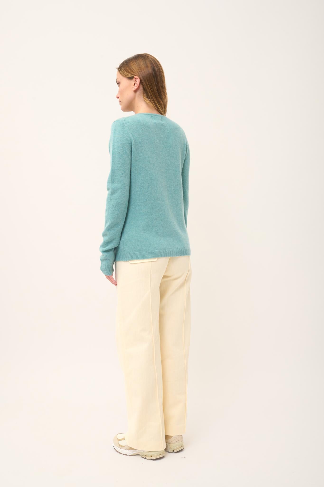 KATHARINE cardigan col rond vert chiné