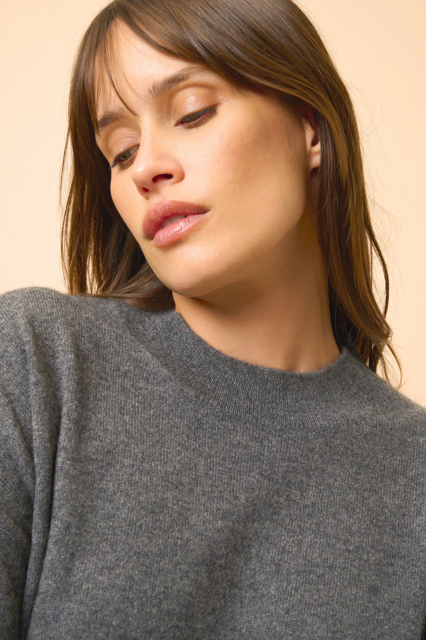 KAYLA round-neck sweater anthracite mottled