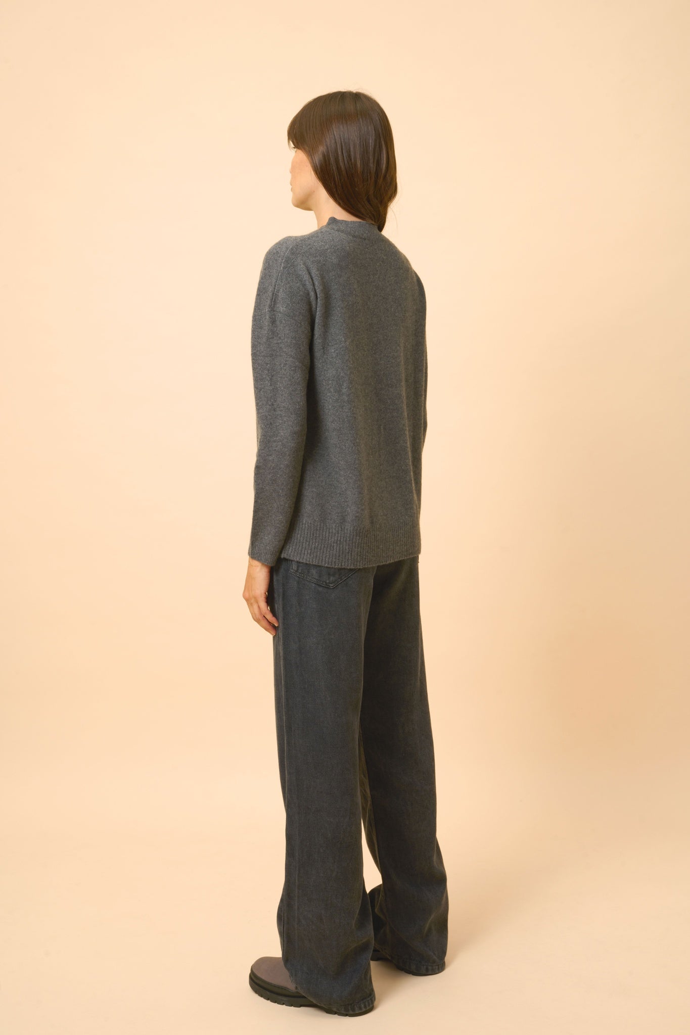 KAYLA round-neck sweater anthracite mottled