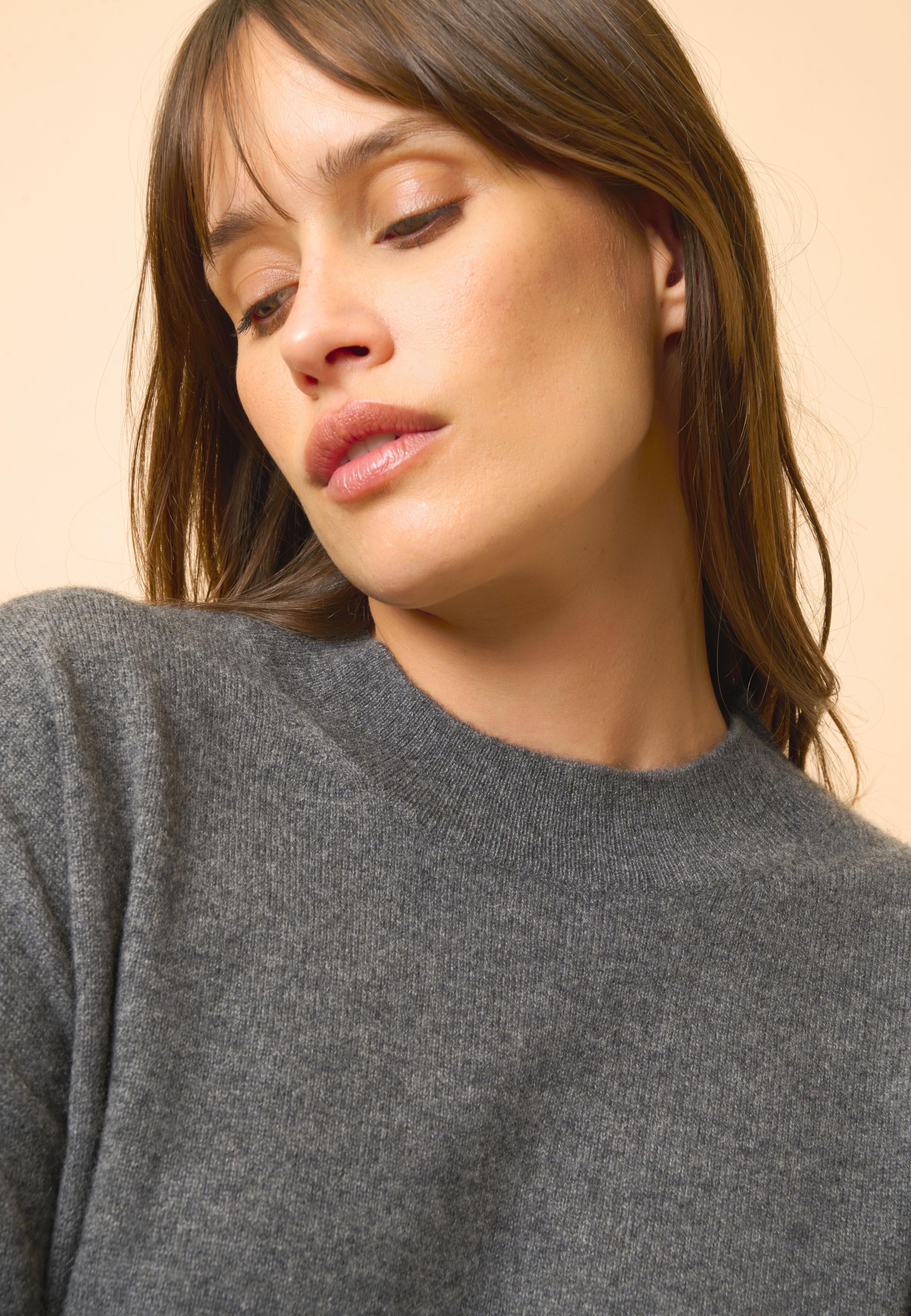 KAYLA pull col rond anthracite chiné